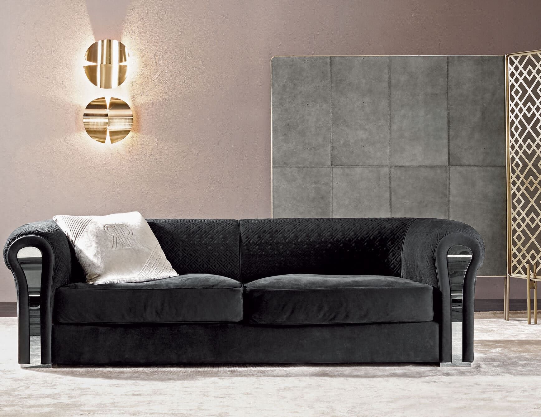 Amnesia modern luxury sofa chair with black leather
