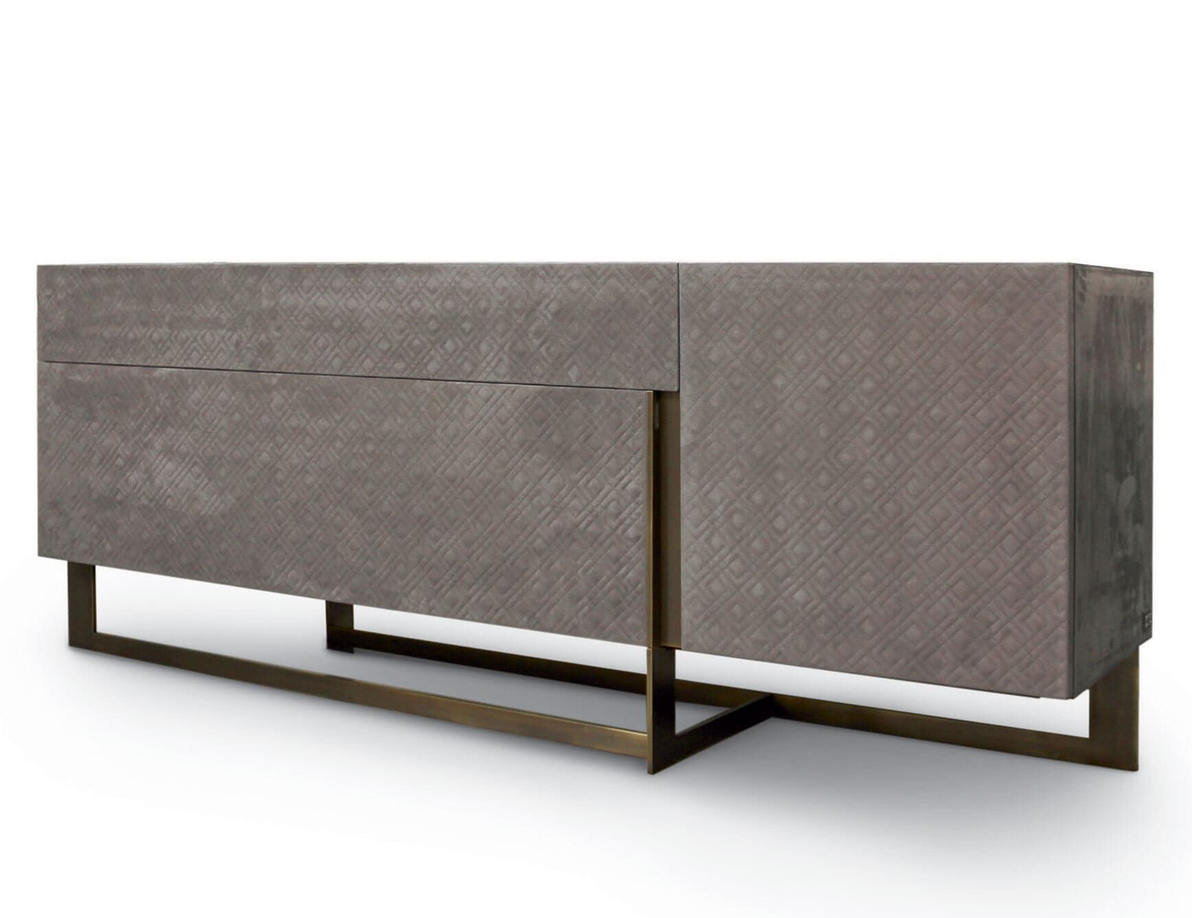 Blade modern luxury credenza with grey leather