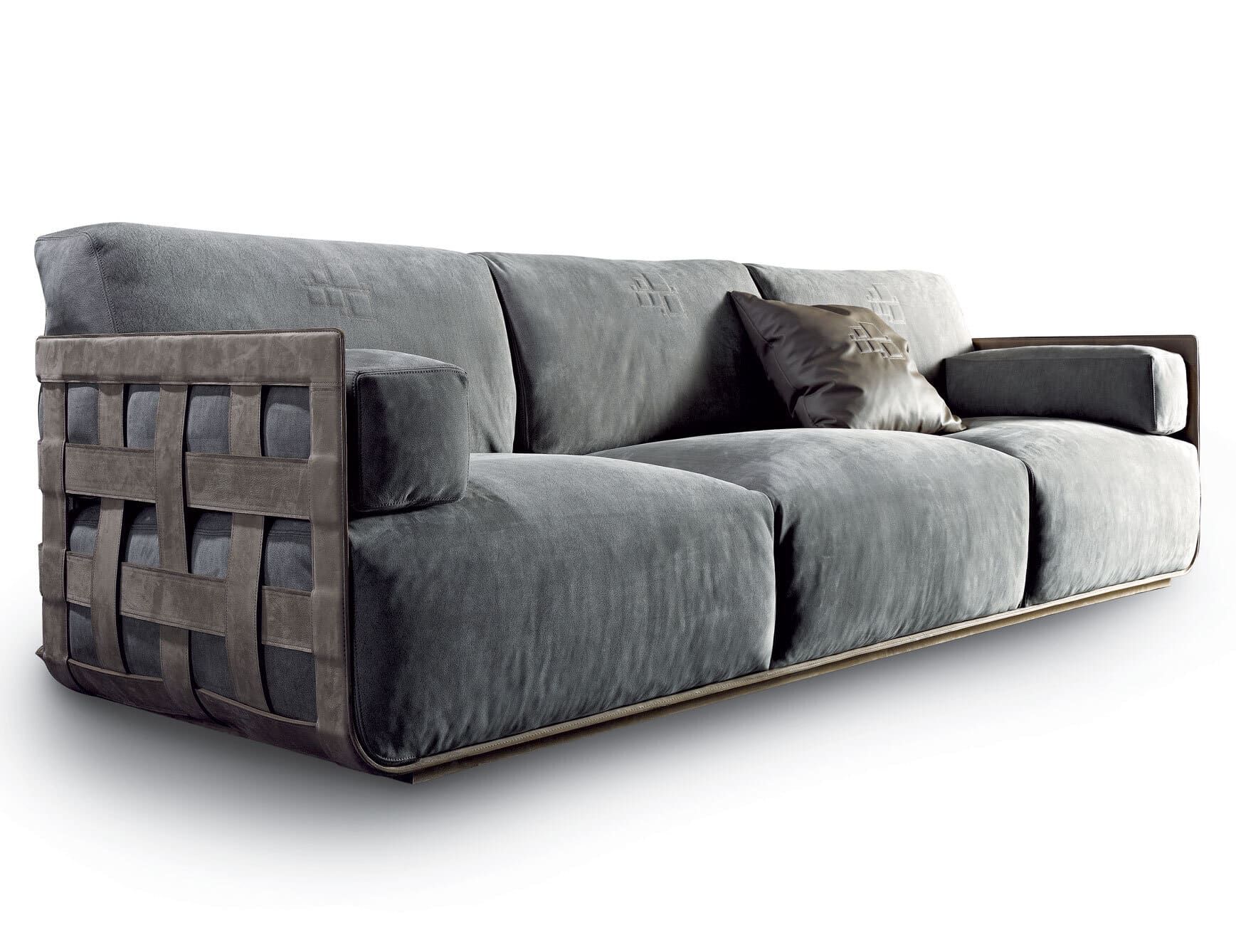 Braid modern luxury sofa chair with grey leather