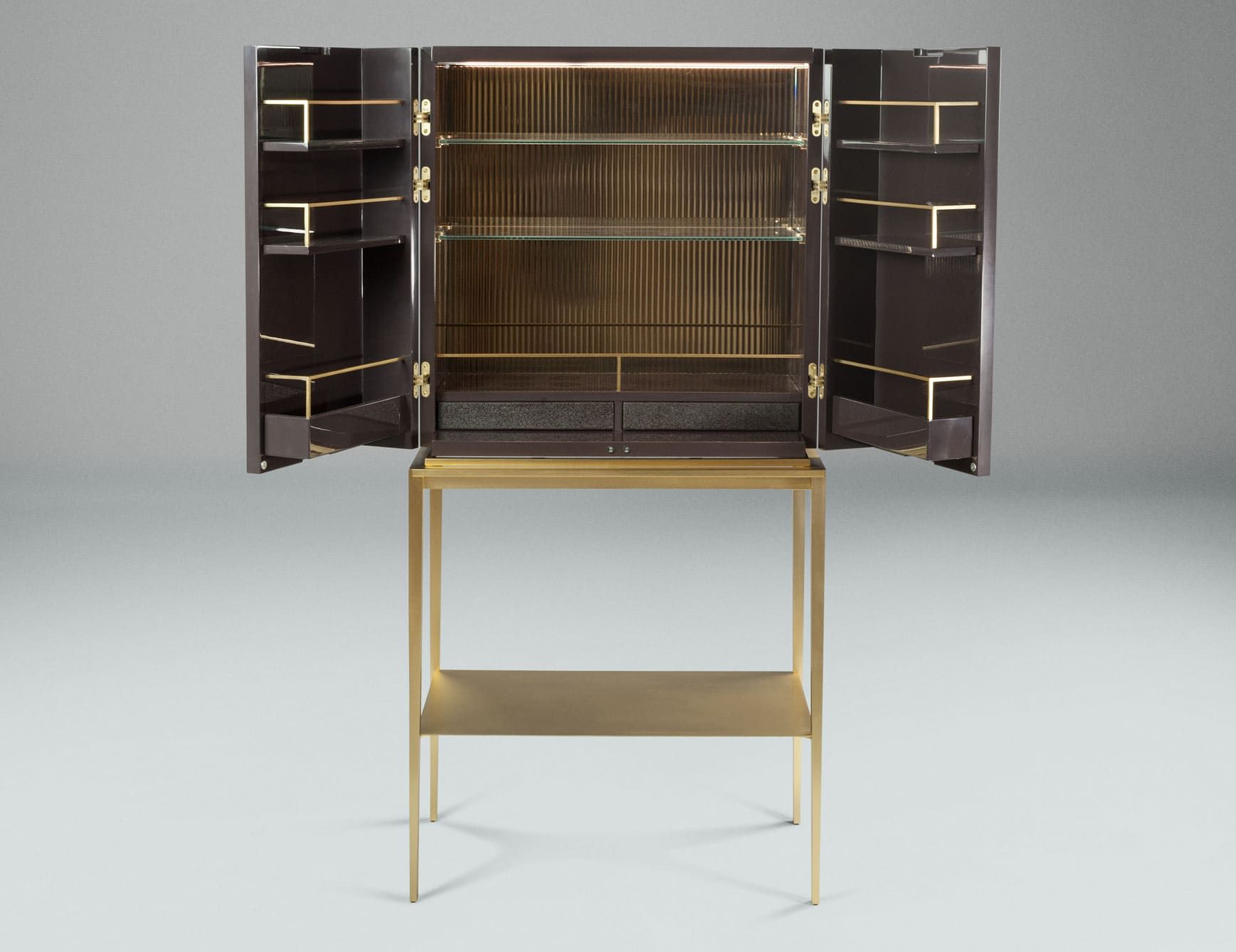 For Living Peacock modern luxury cabinet with brown leather