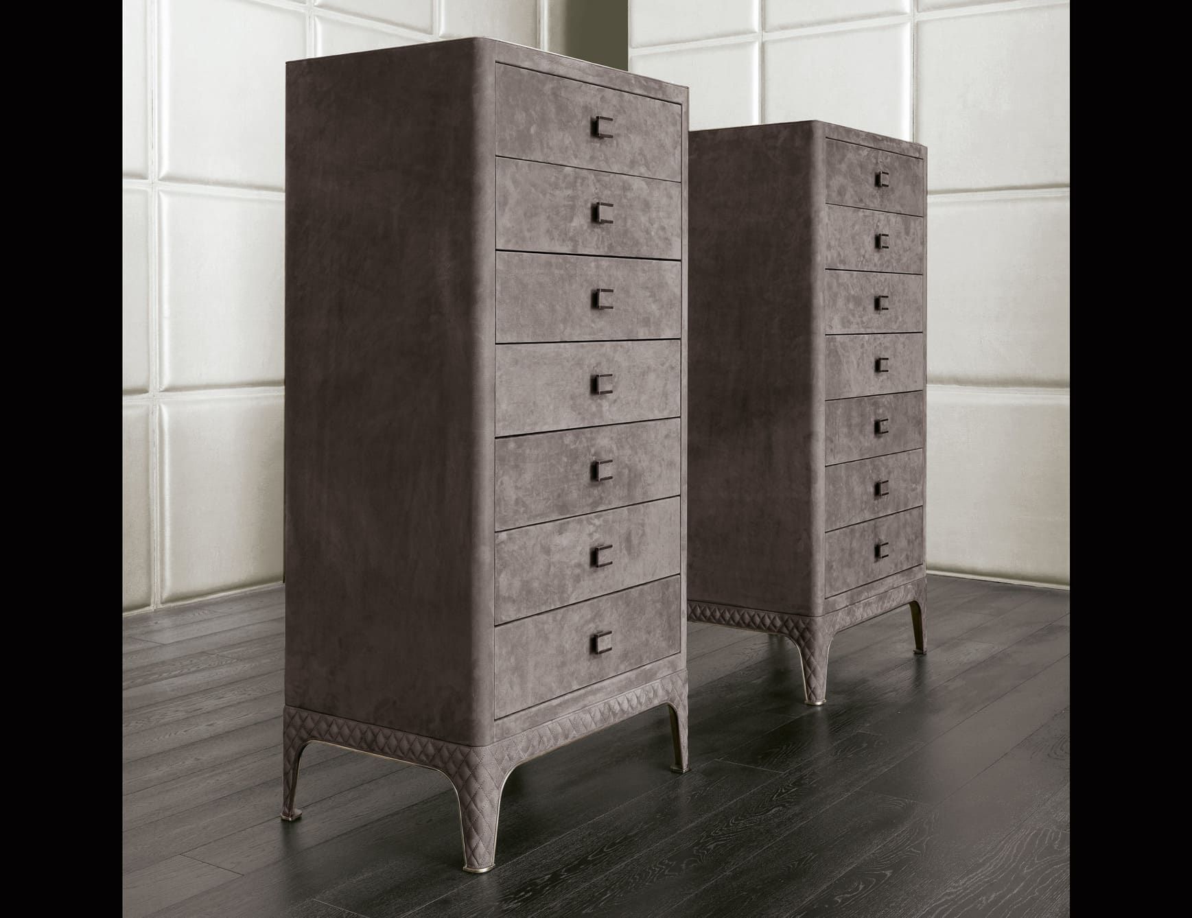Glen modern luxury chest of drawers with brown leather