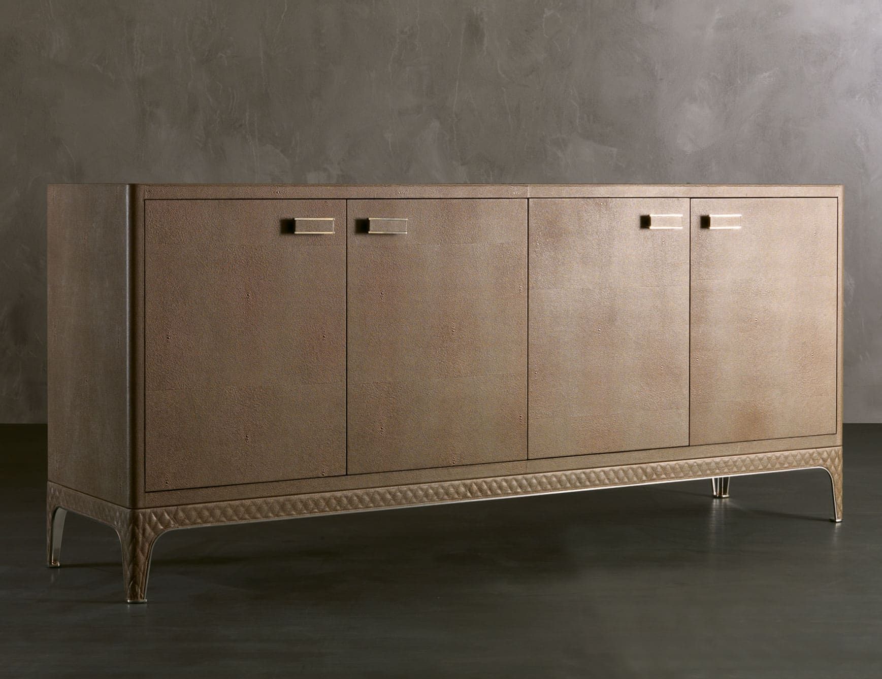 Joi Brown modern luxury credenza with brown leather