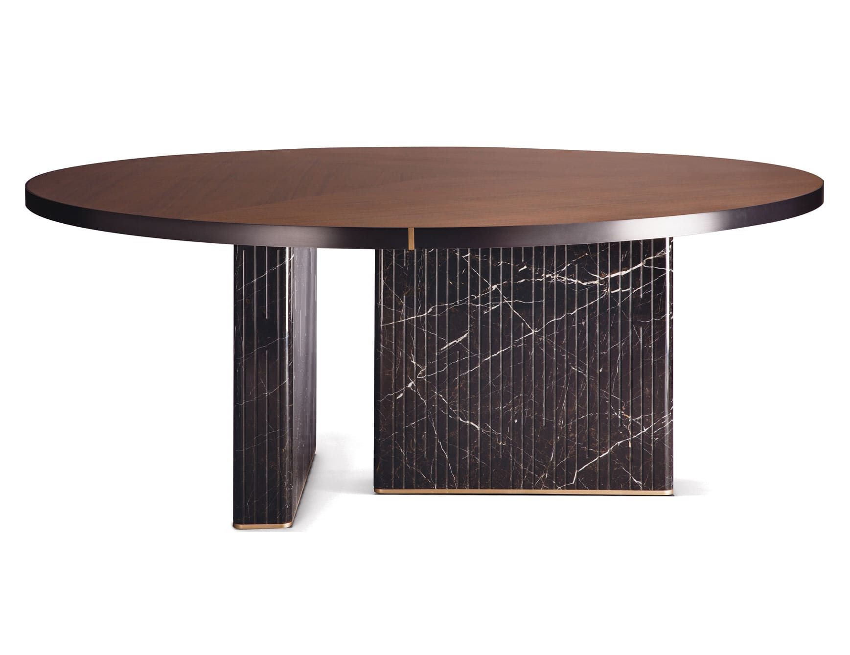 Nettuno modern luxury table with brown Carnico marble