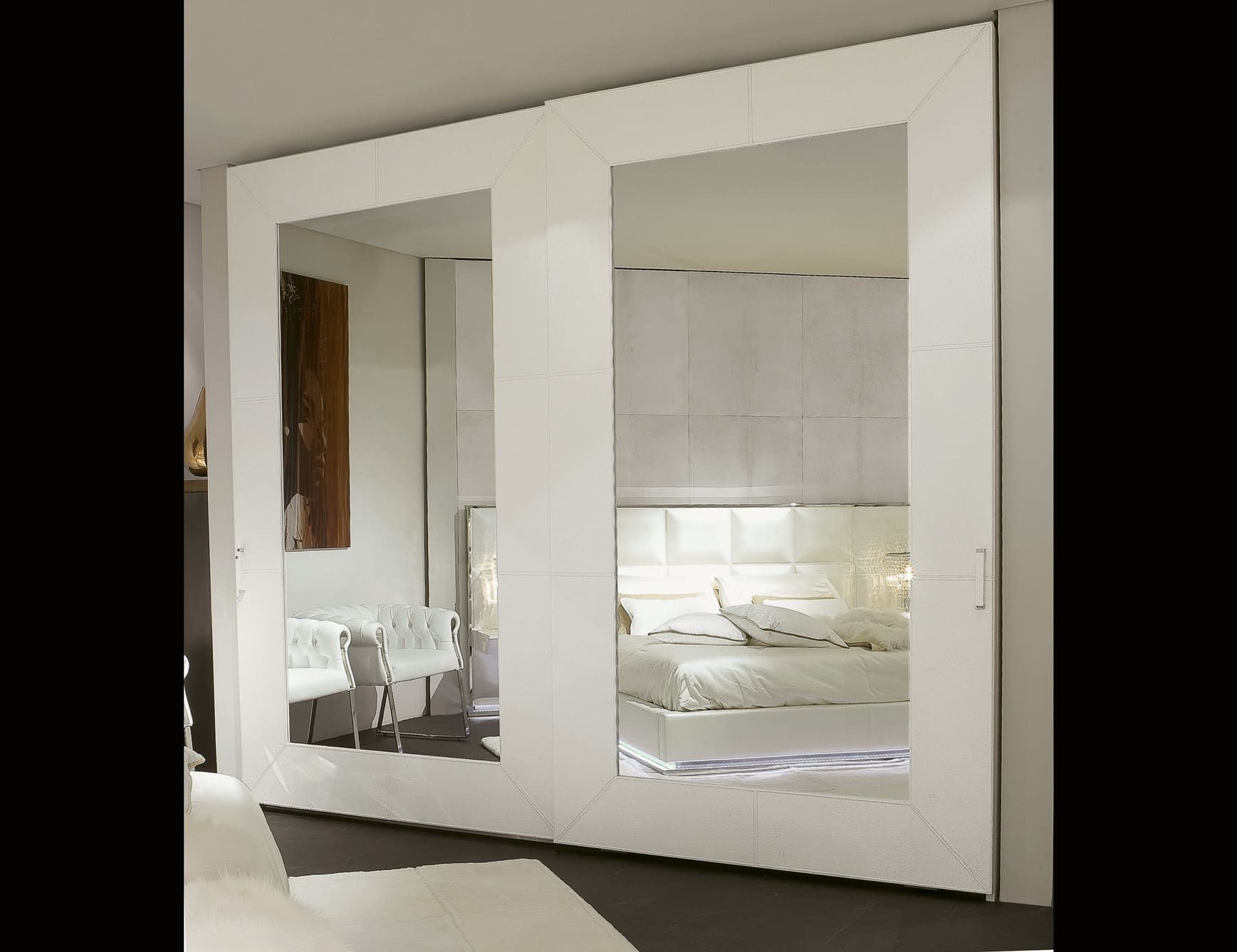 Piv modern luxury wardrobe with white leather