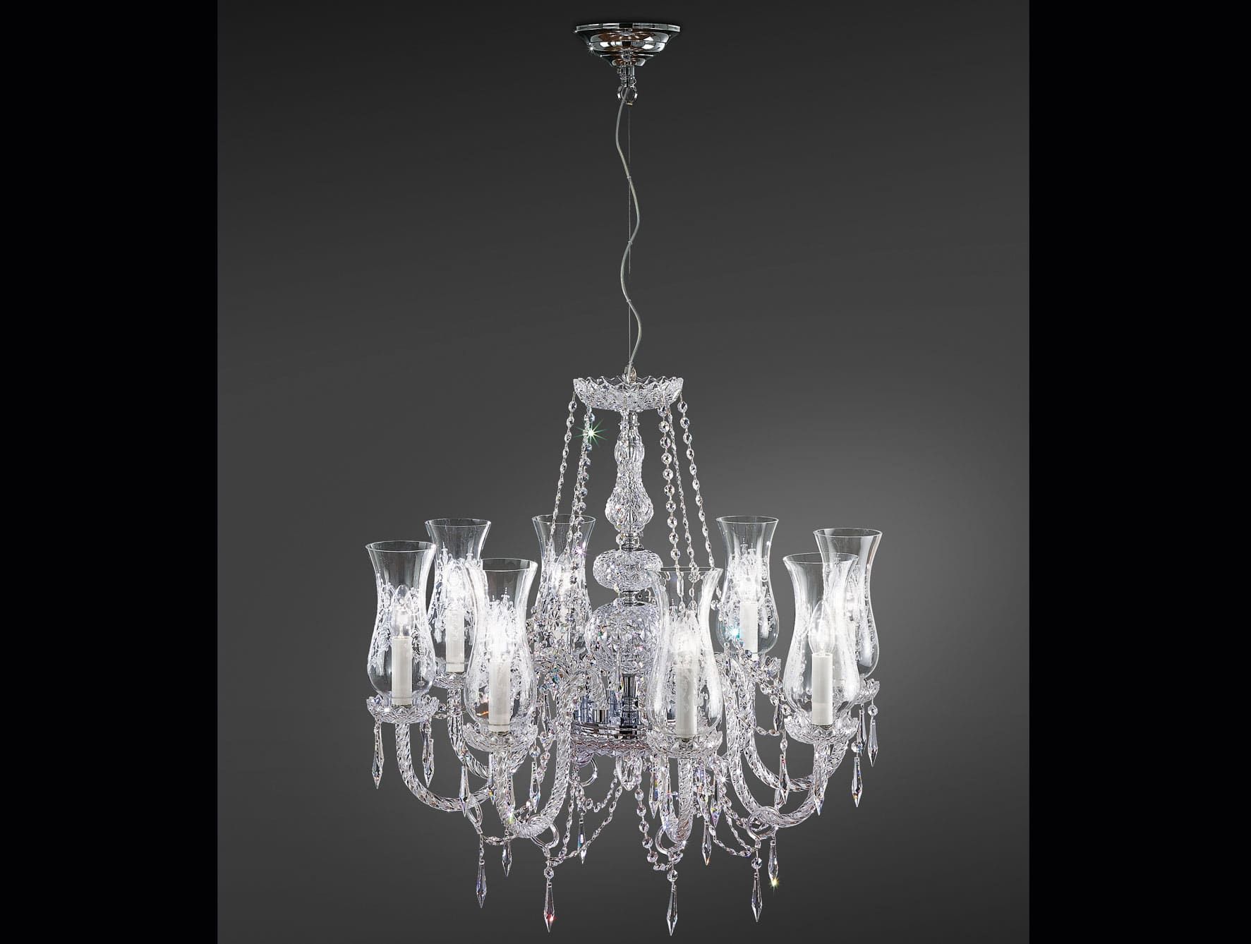 159 modern Italian chandelier with clear glass