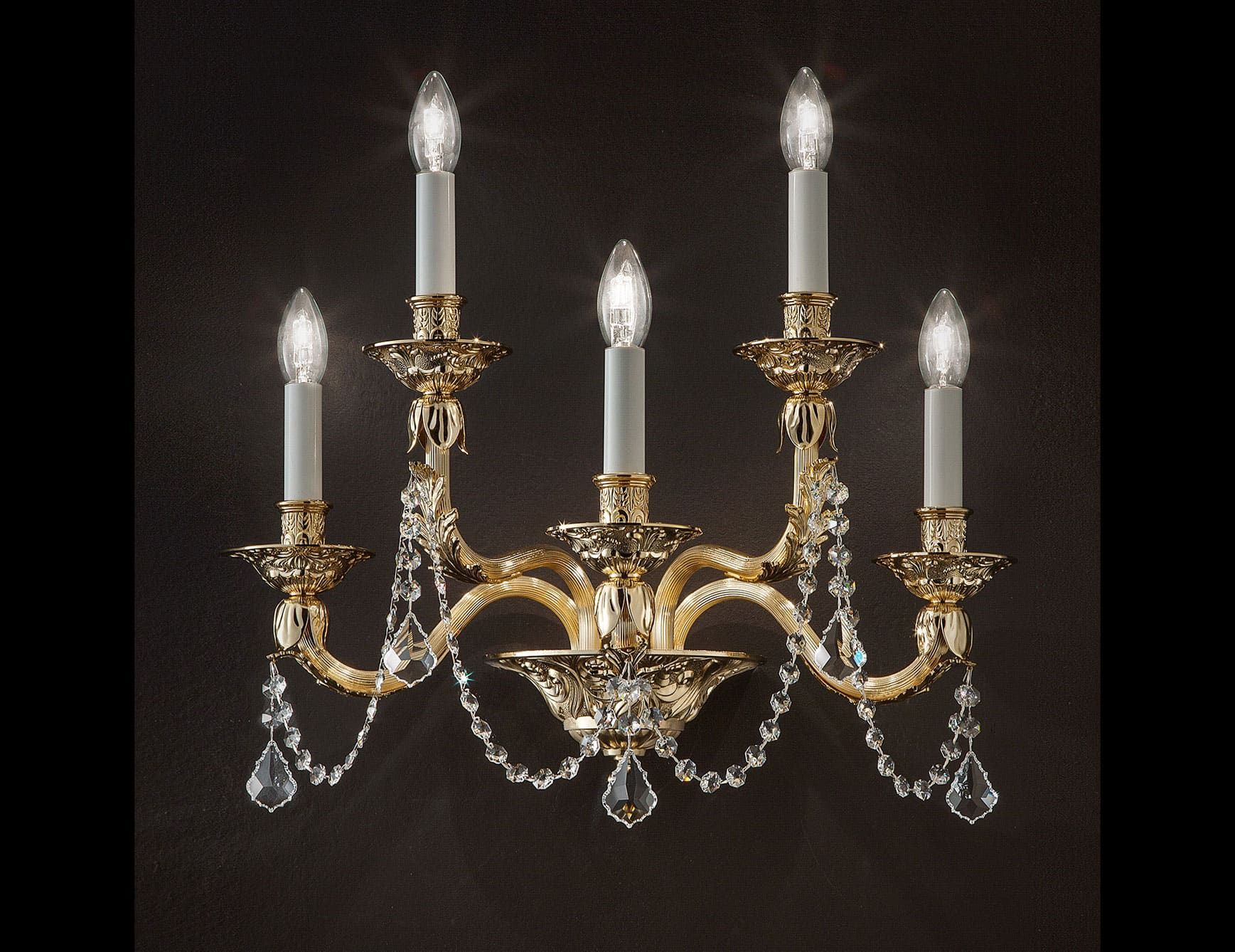 2291 modern Italian sconce with gold crystal