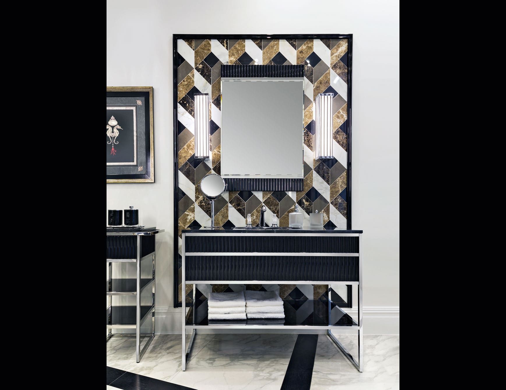 Accademia modern luxury bathroom vanity with black glass