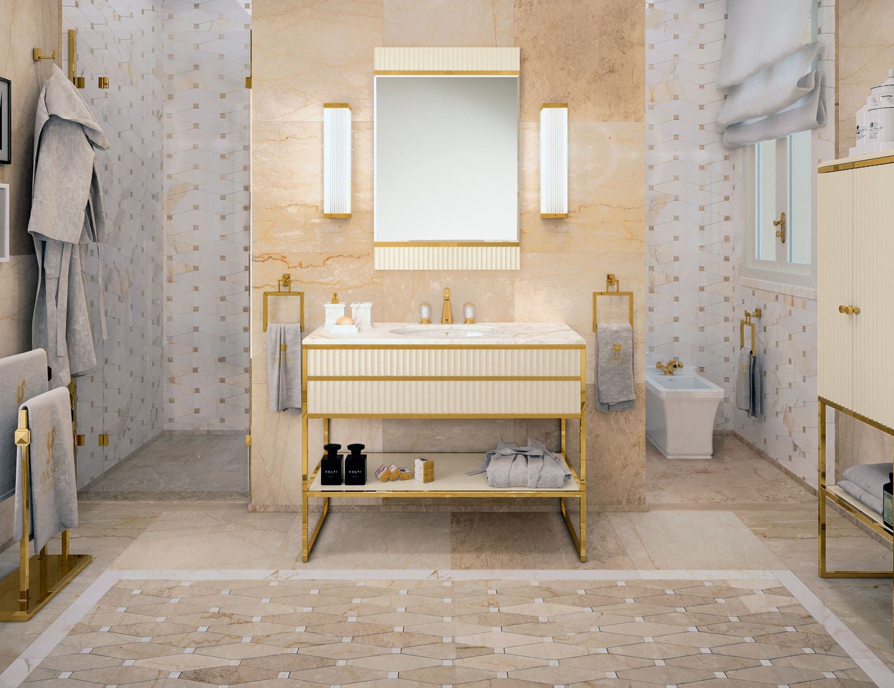 Accademia classic luxury bathroom vanity with ivory glass