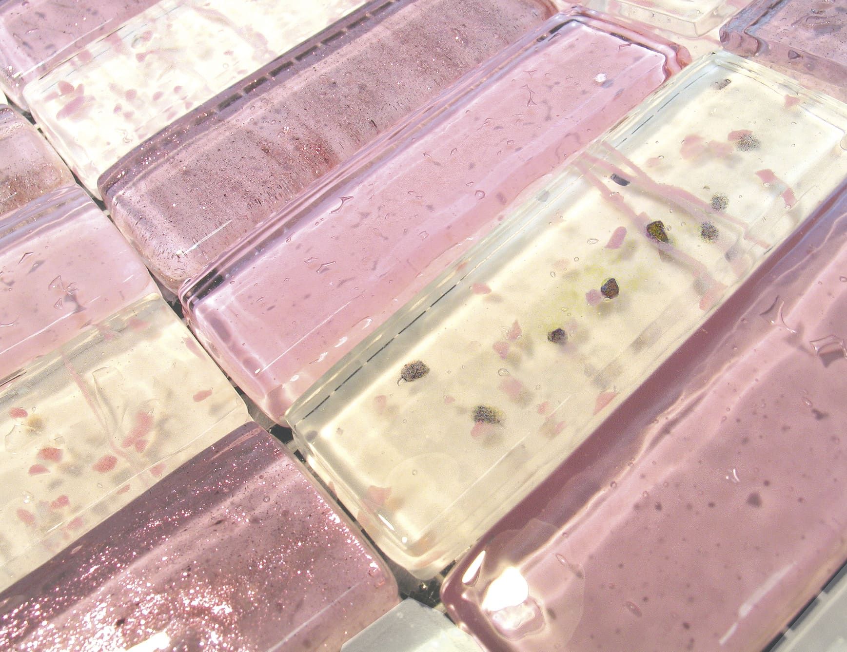Acqua modern Italian mosaic tiles with pink murano glass