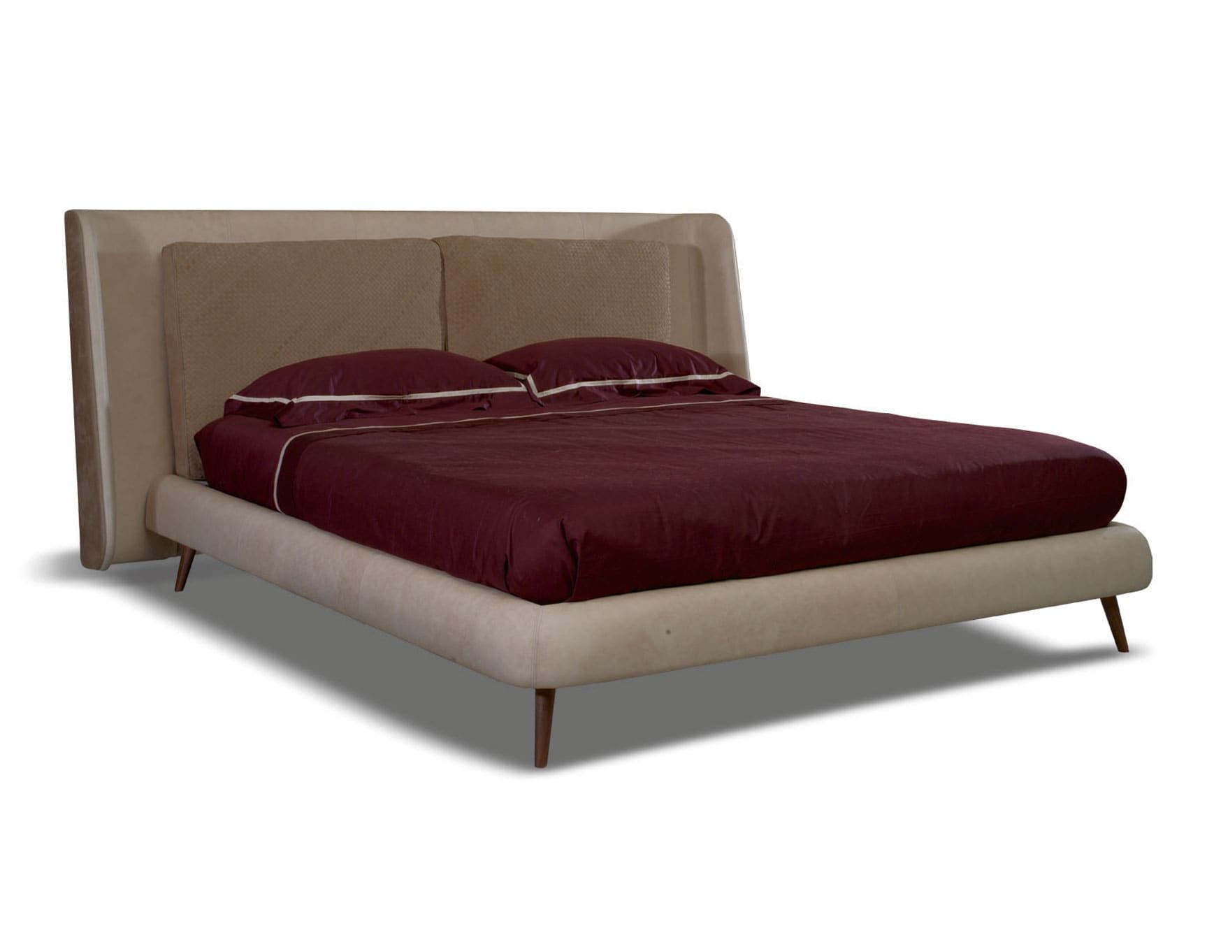 Angelina modern Italian bed with beige leather