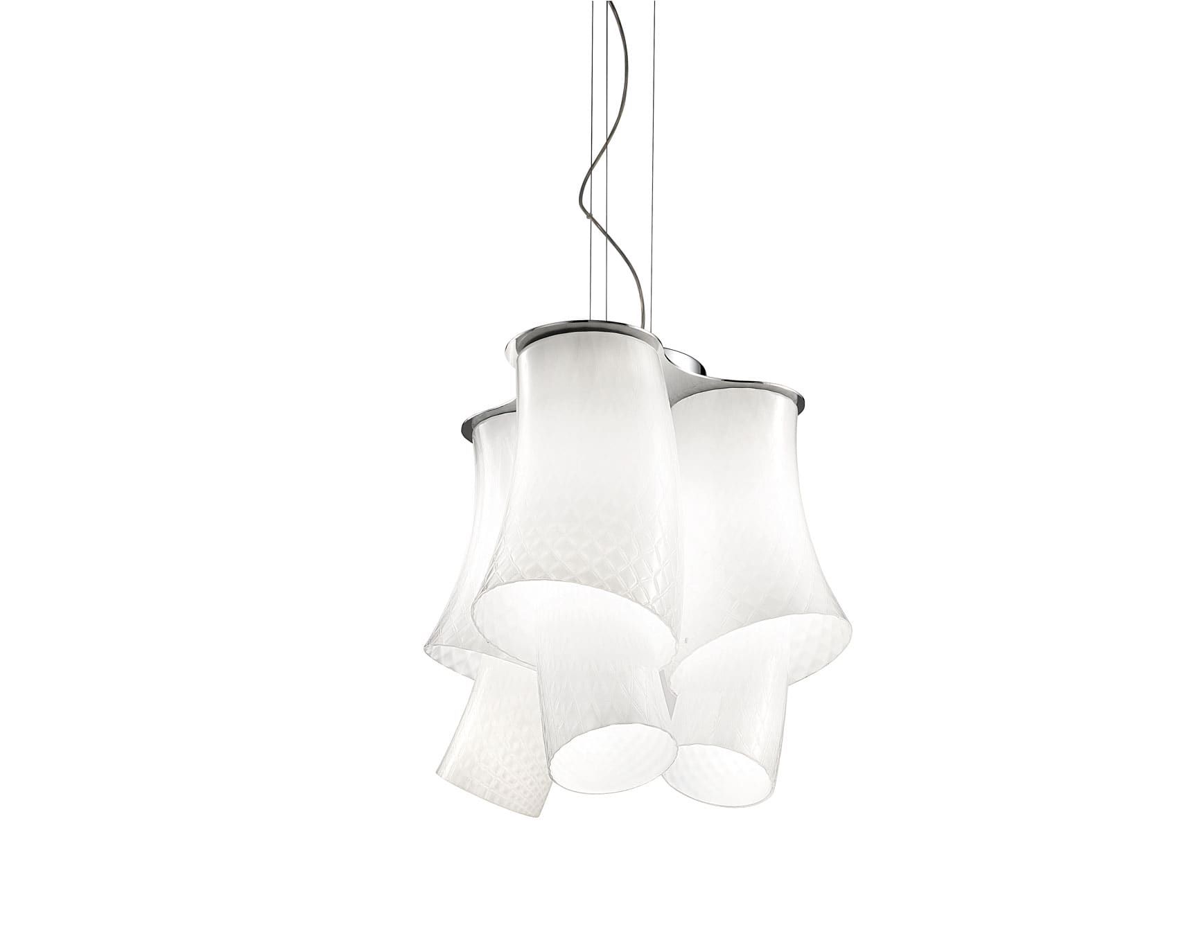 Assiba modern luxury hanging light with white glass