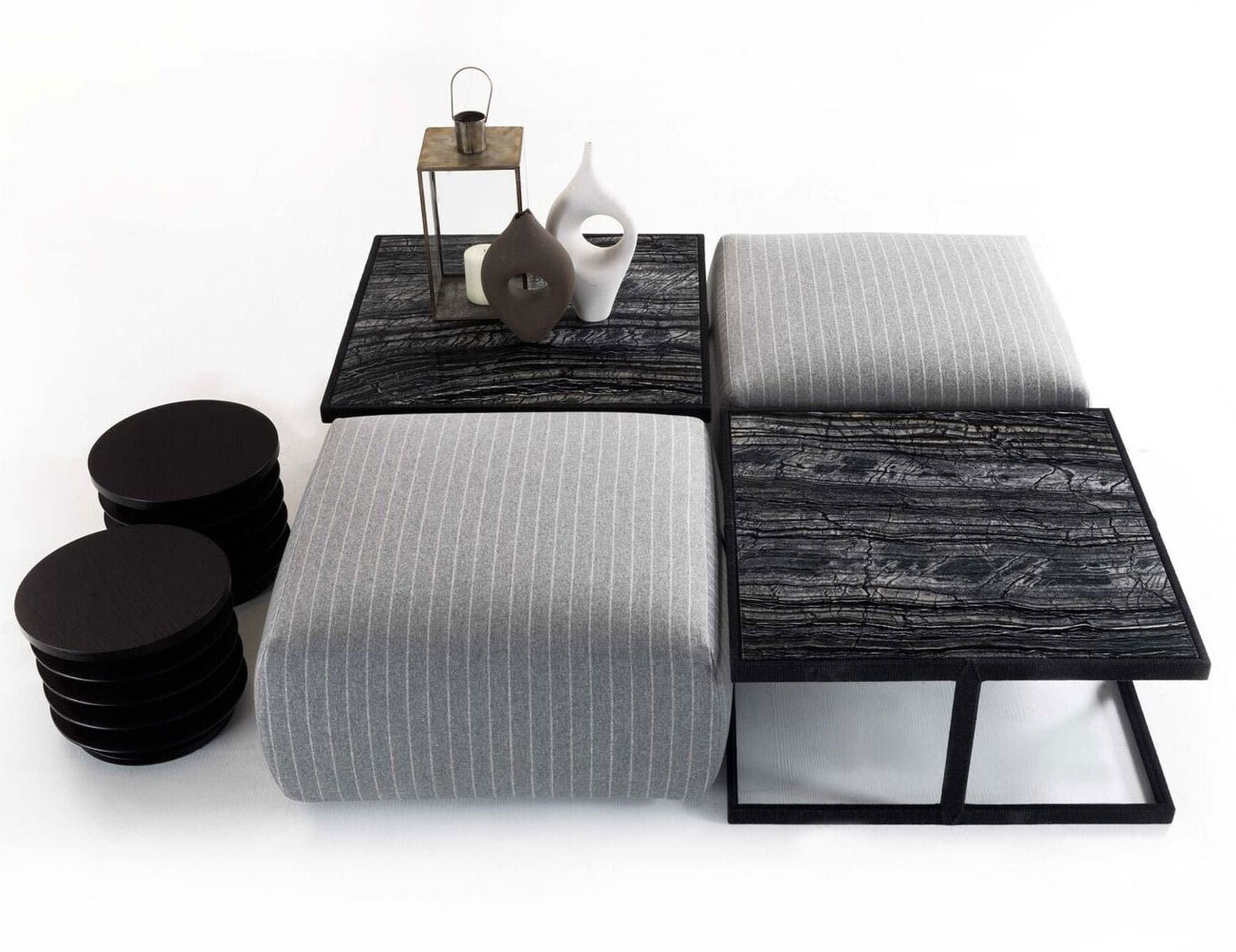 Astor modern Italian coffee table with black Silver Wave marble