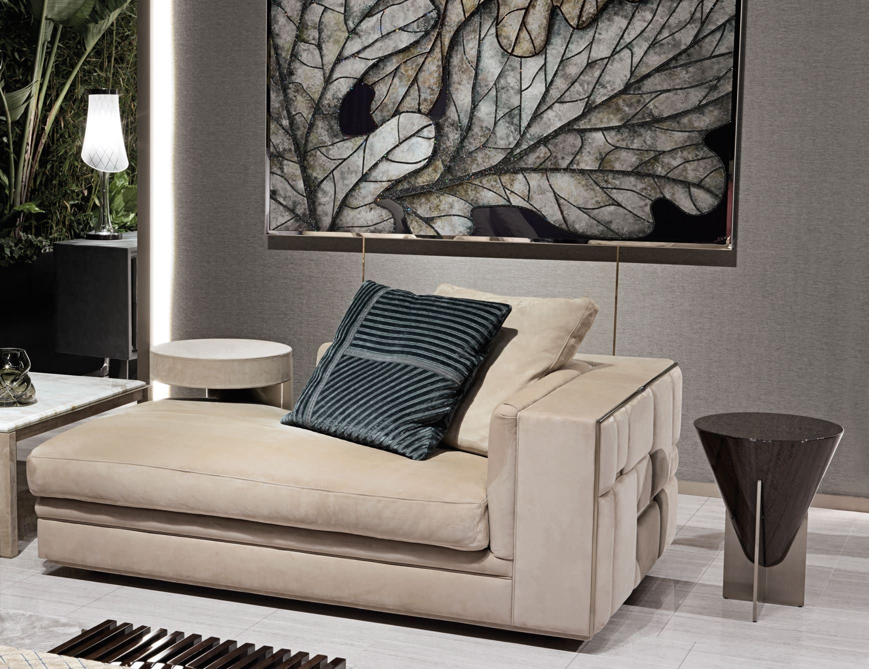 Babylon modern luxury lounge chair with beige leather
