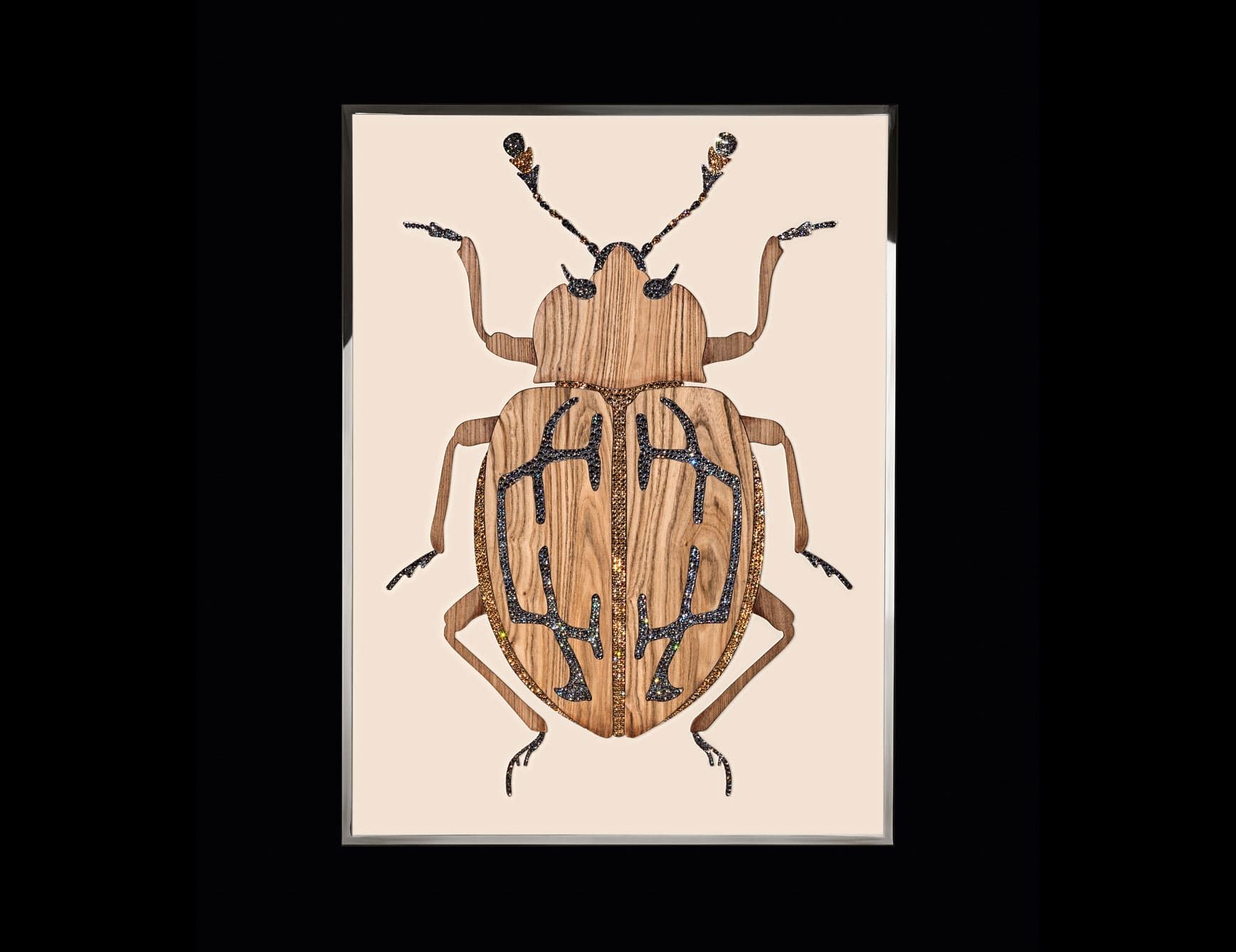 Beetle E modern luxury art with beige Abonos fossil wood