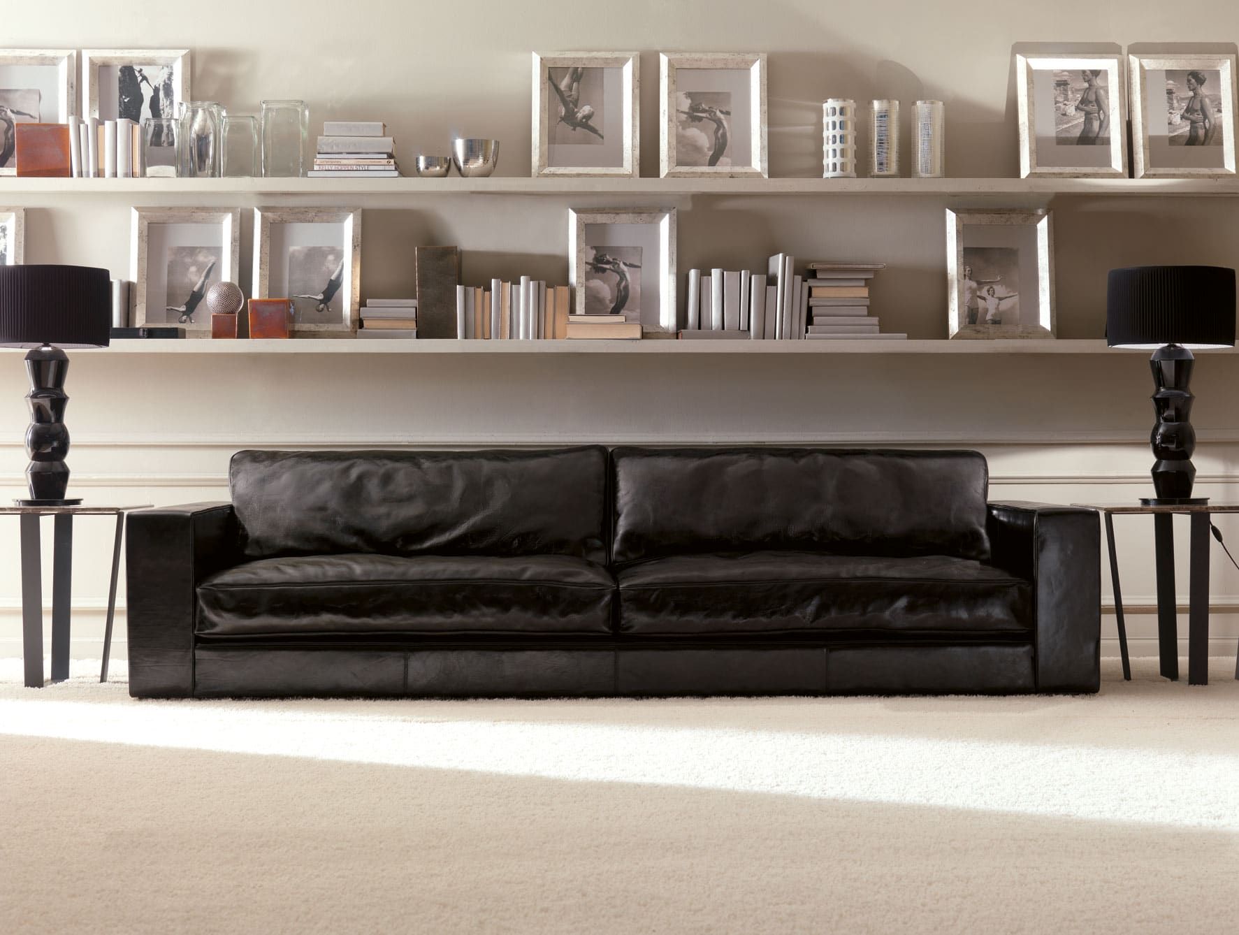 Billy modern Italian sofa chair with black leather