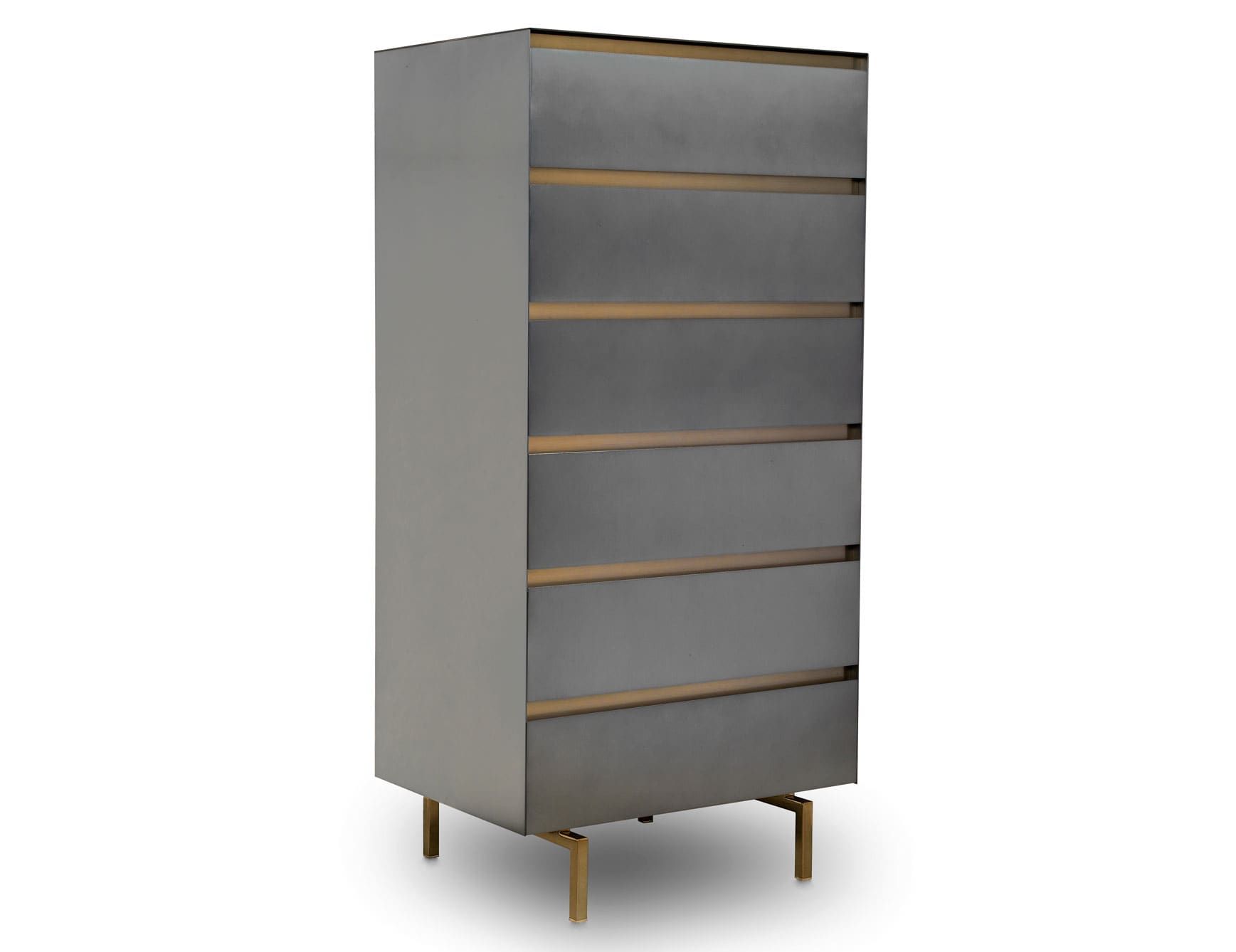 Blackgold contemporary Italian chest of drawers with grey metal