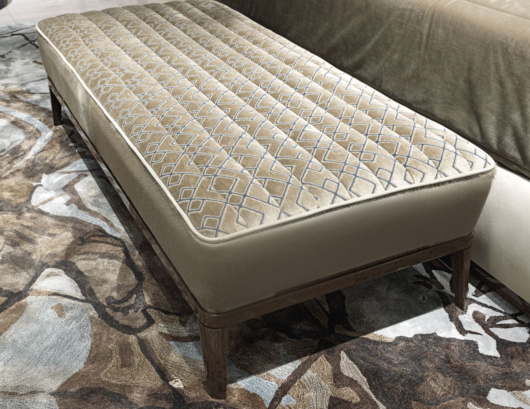 Blondie modern luxury ottoman bench with ivory leather