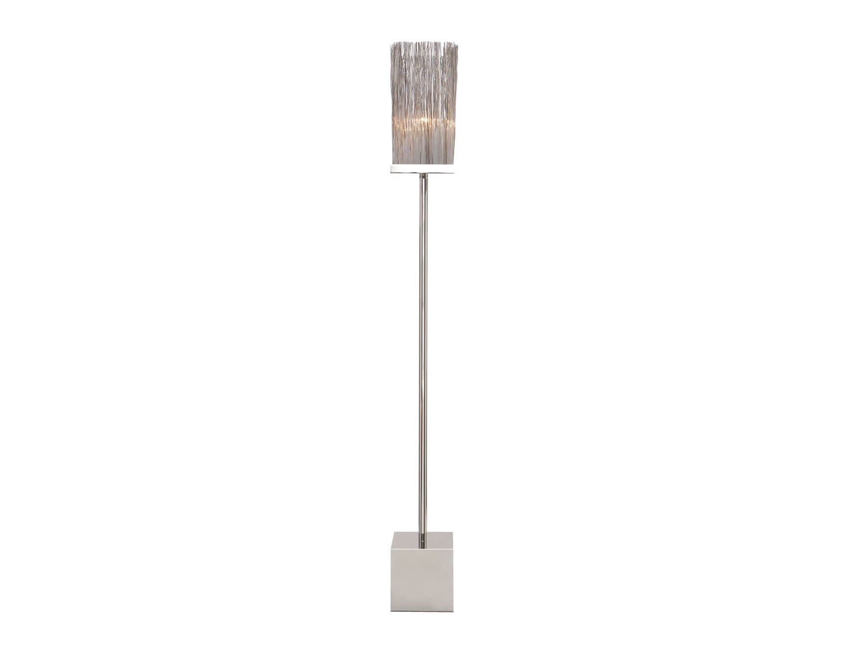 Broom Collection modern Italian floor lamp with silver metal