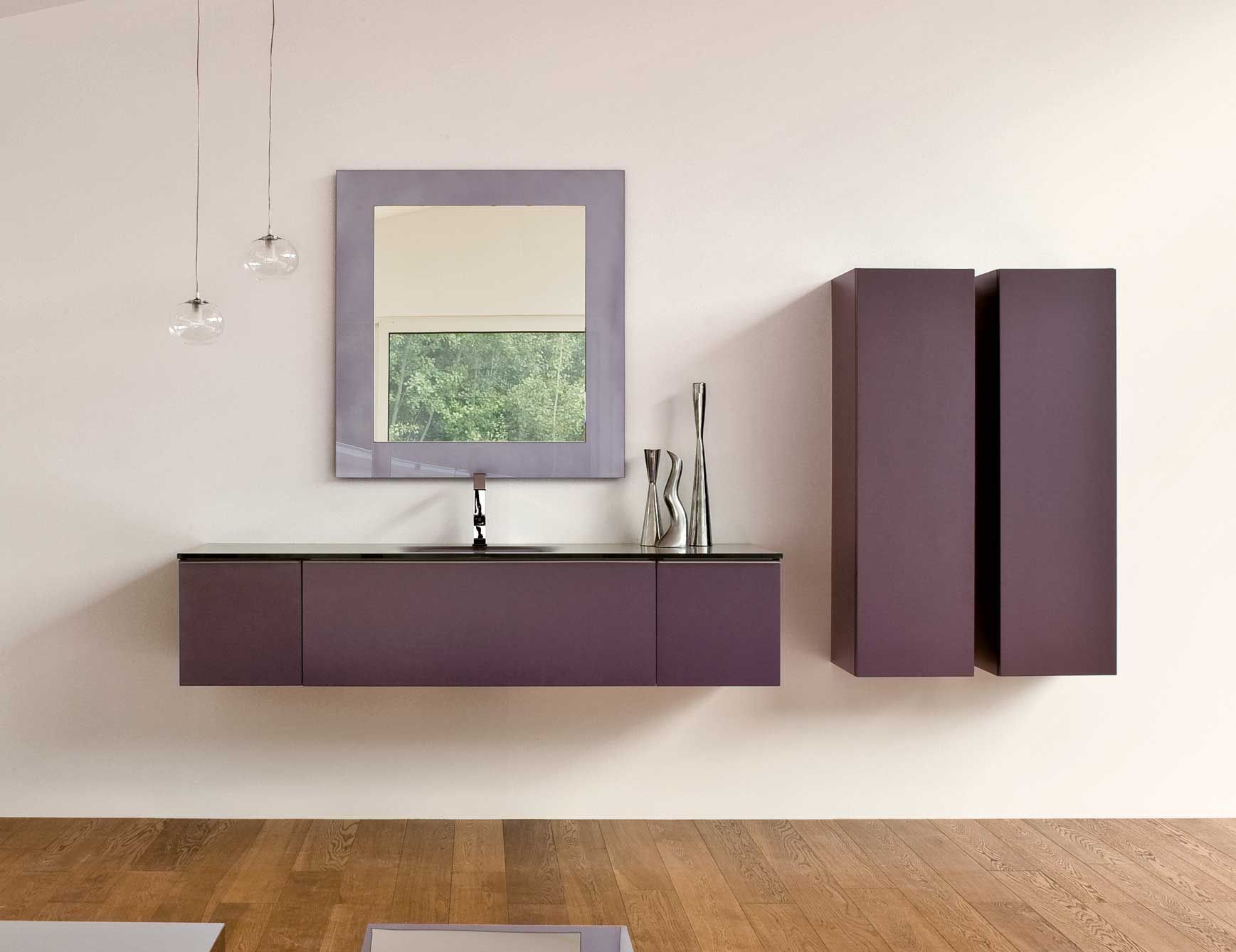 Contemporary Italian Byte Bathroom Vanity with purple lacquered wood