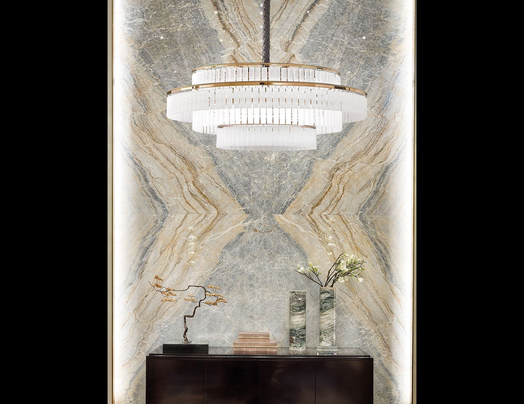 Charles modern Italian chandelier with white glass