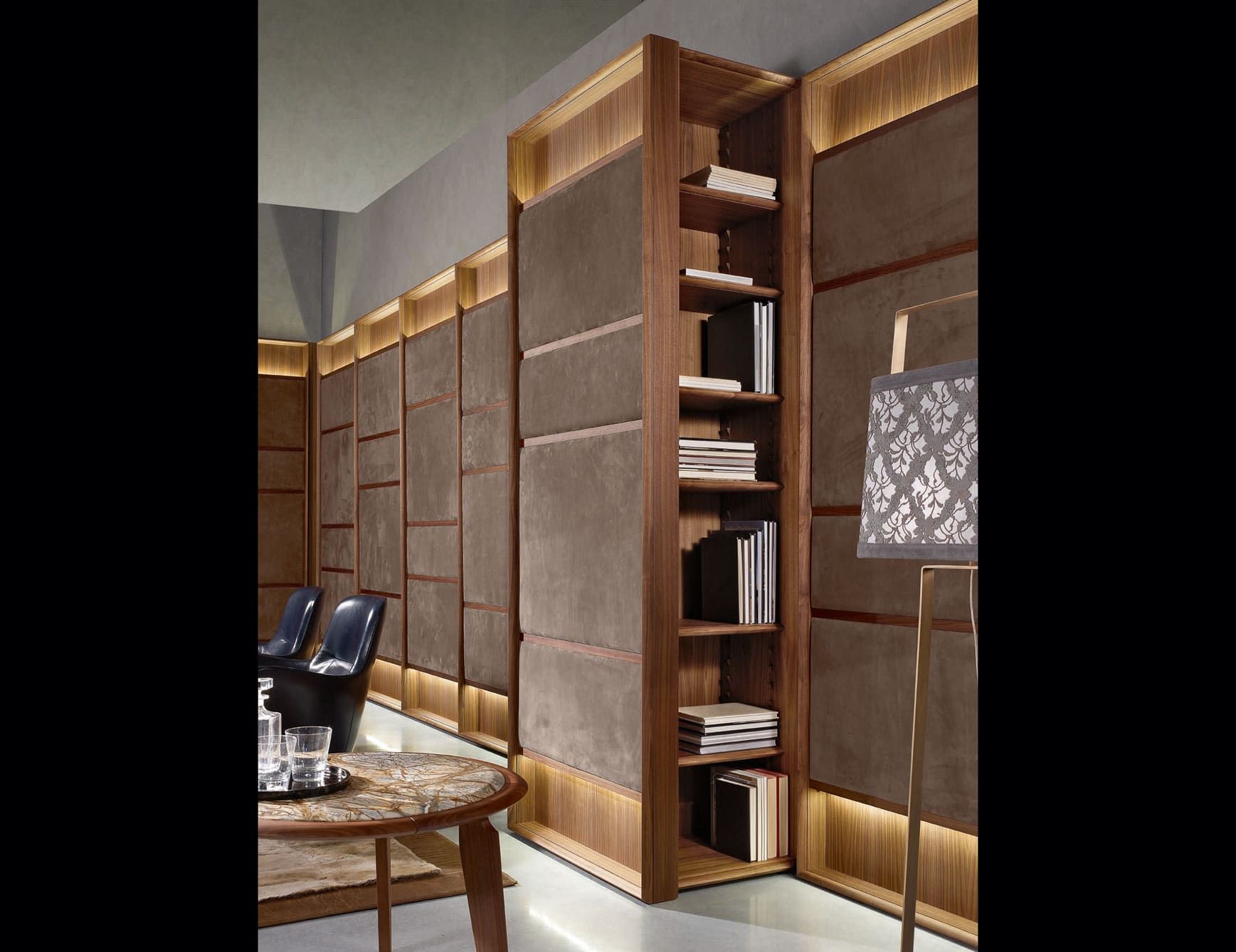 Club modern Italian cabinet with grey leather
