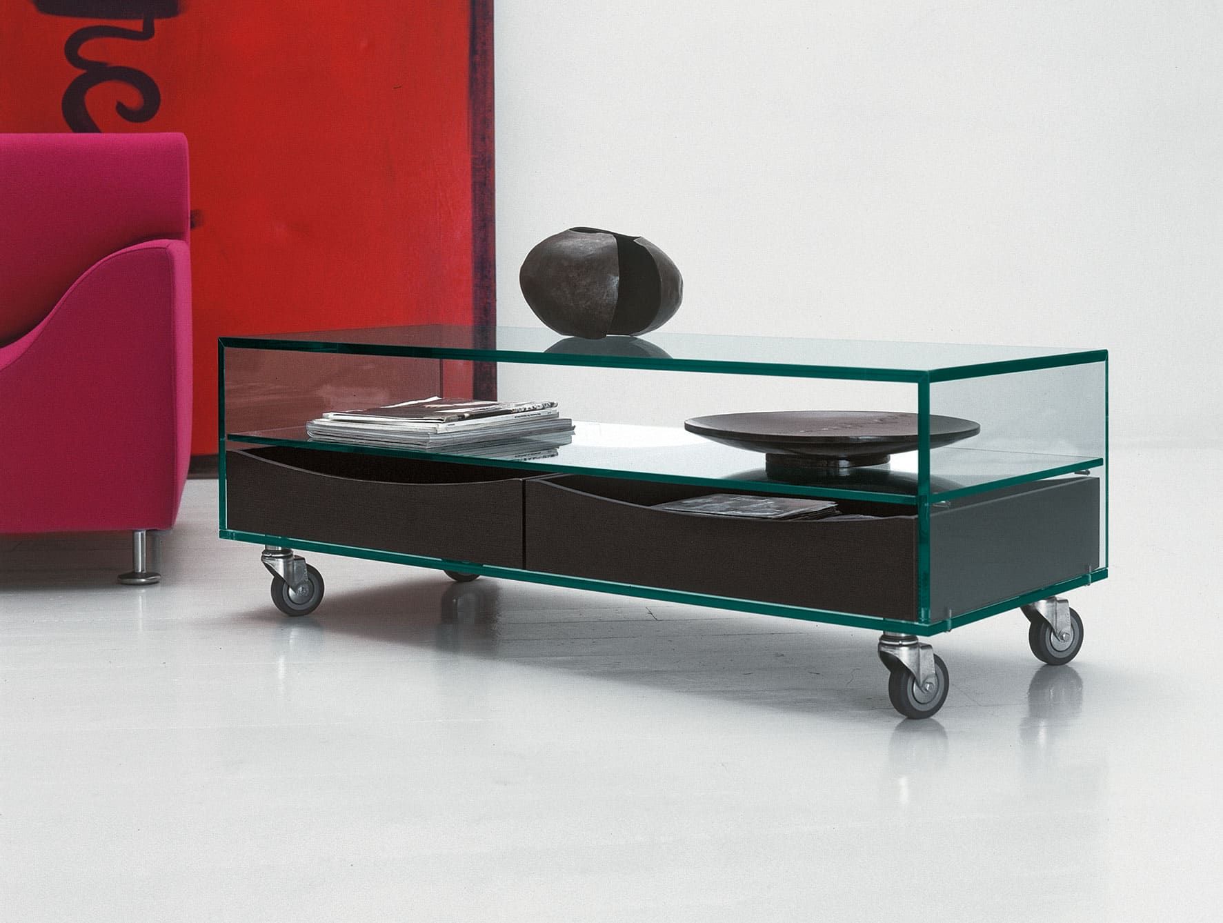 Como Basso contemporary Italian coffee table with brown glass