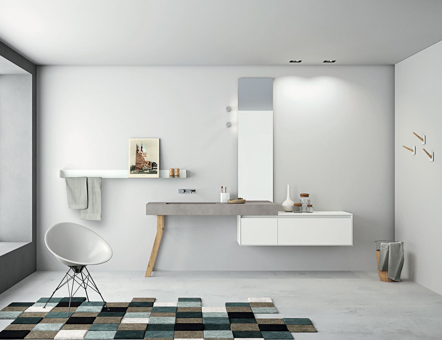 Composition 1 modern Italian bathroom vanity with white resin