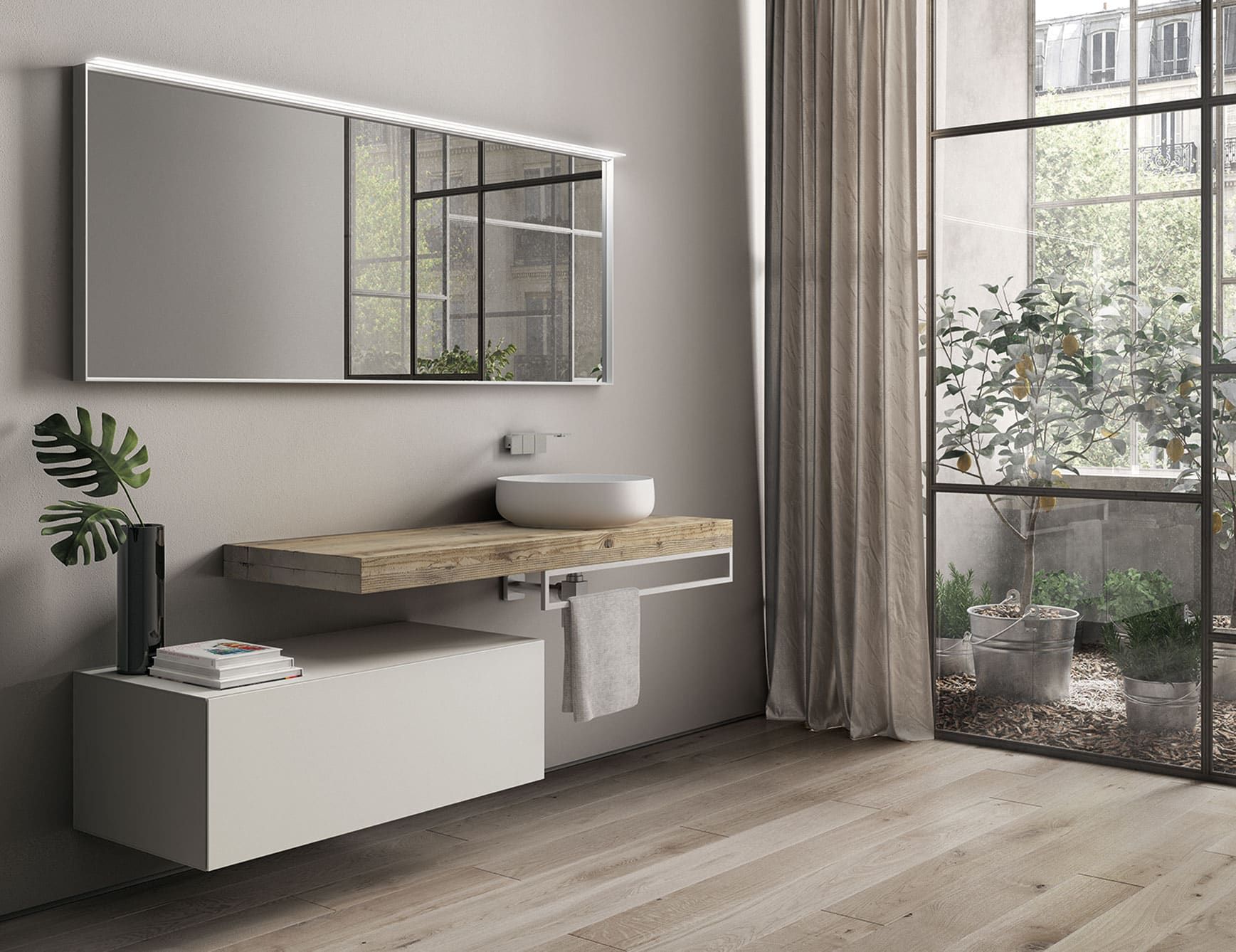 Composition 13 modern Italian bathroom vanity with white lacquered wood