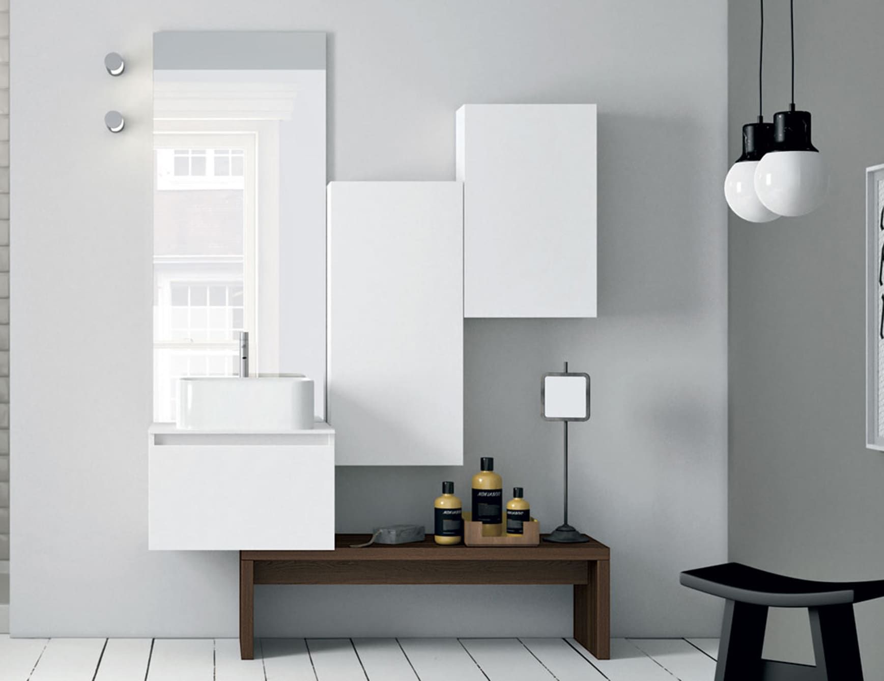Composition 4 modern Italian bathroom vanity with white resin