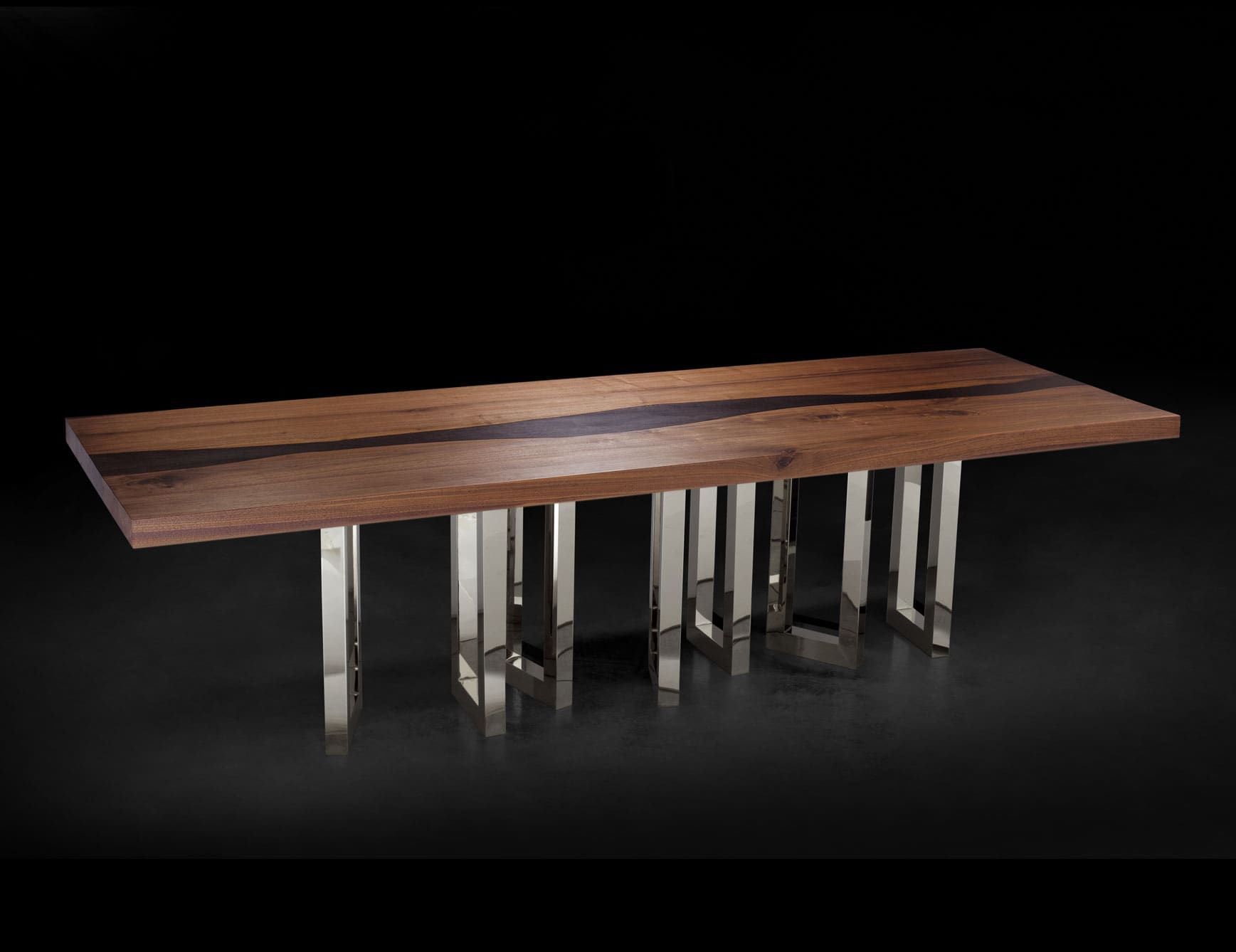 Dining Table 6 modern Italian table with brown Walnut Wenge wood