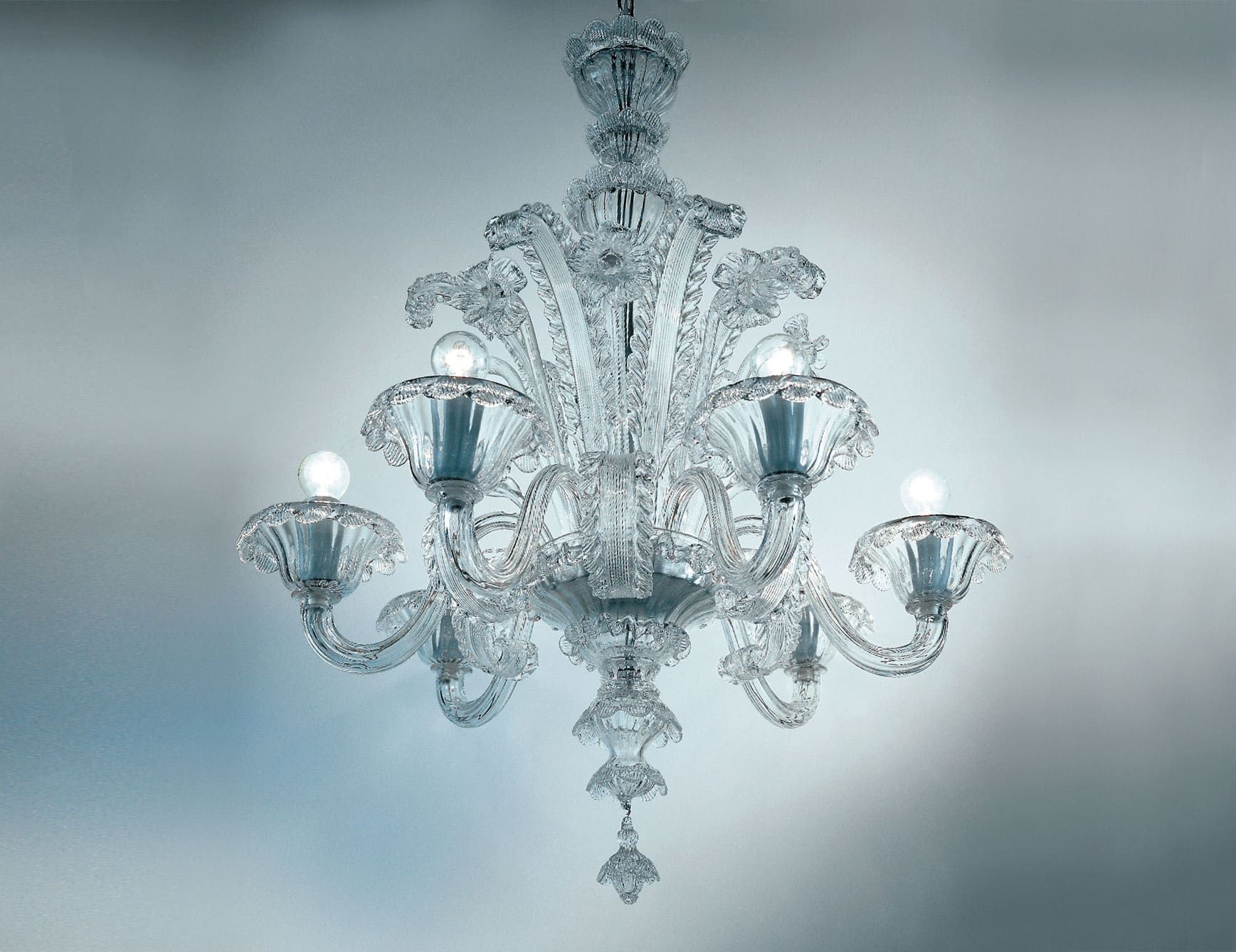 Dolfin modern Italian chandelier with clear glass