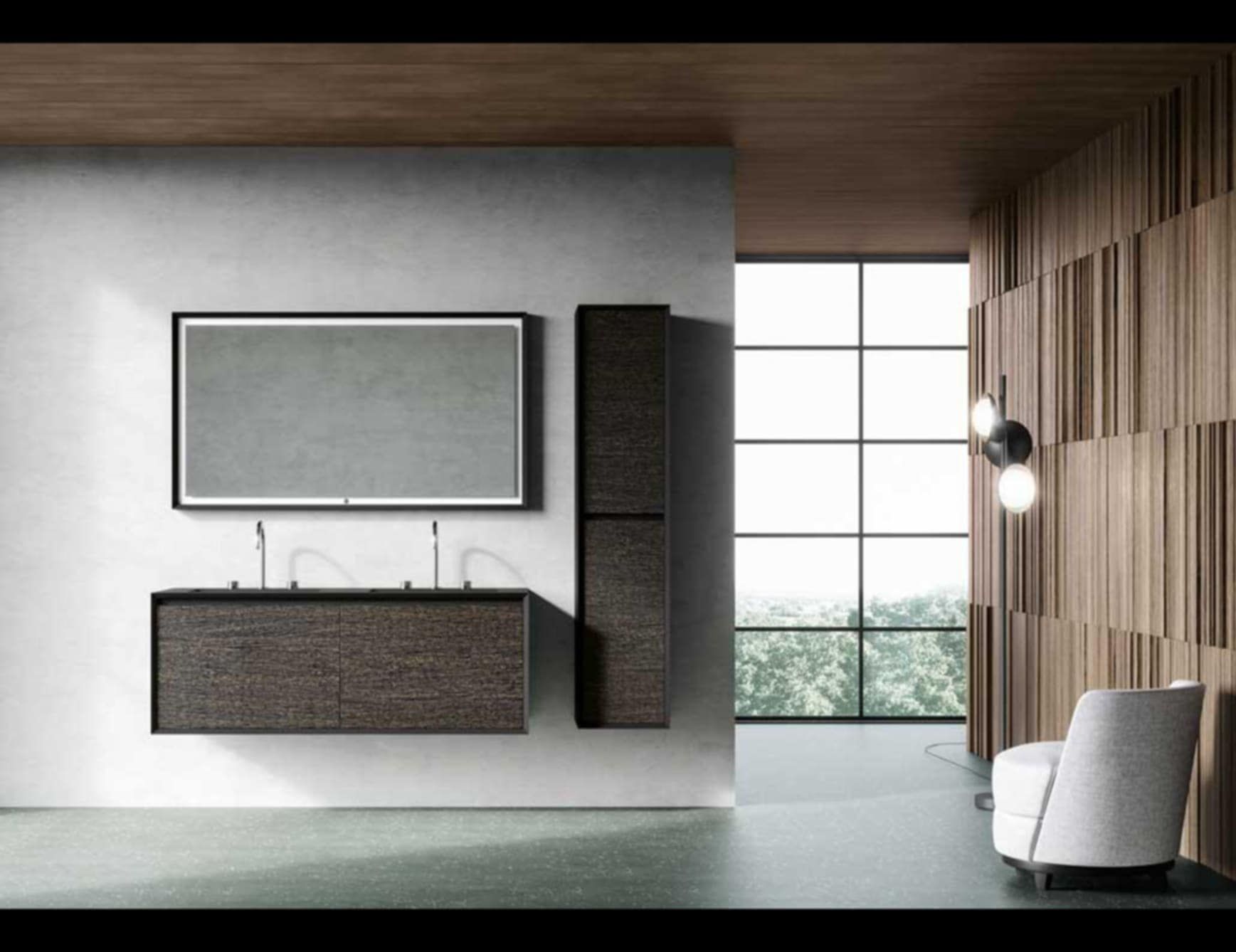Dresscode modern Italian bathroom vanity with black Oak  wood