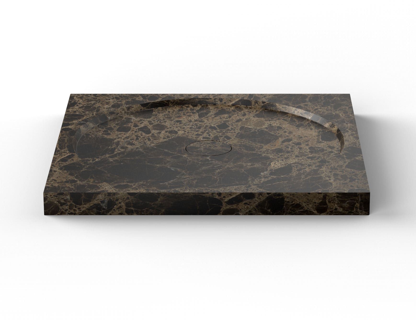 Entity Circle Shower 2 contemporary Italian shower tray with brown Emperador marble