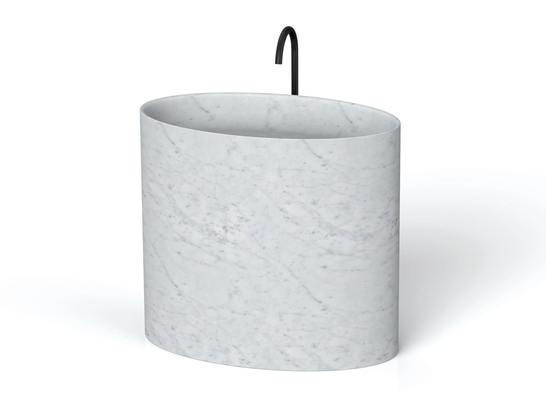 Entity Ovale contemporary Italian basin sink with white Carrara marble