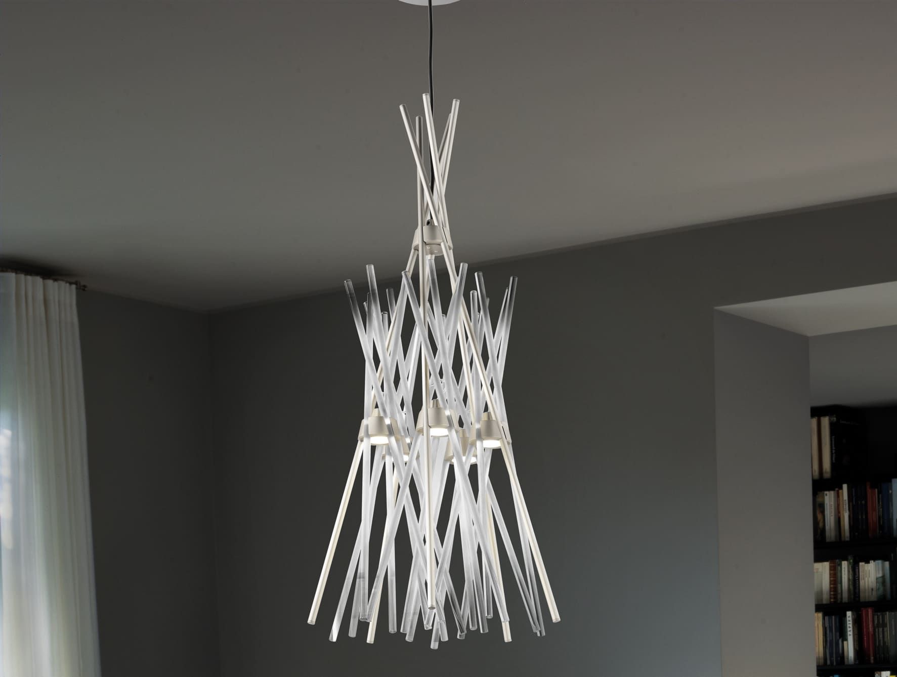Essence modern luxury hanging light with white crystal