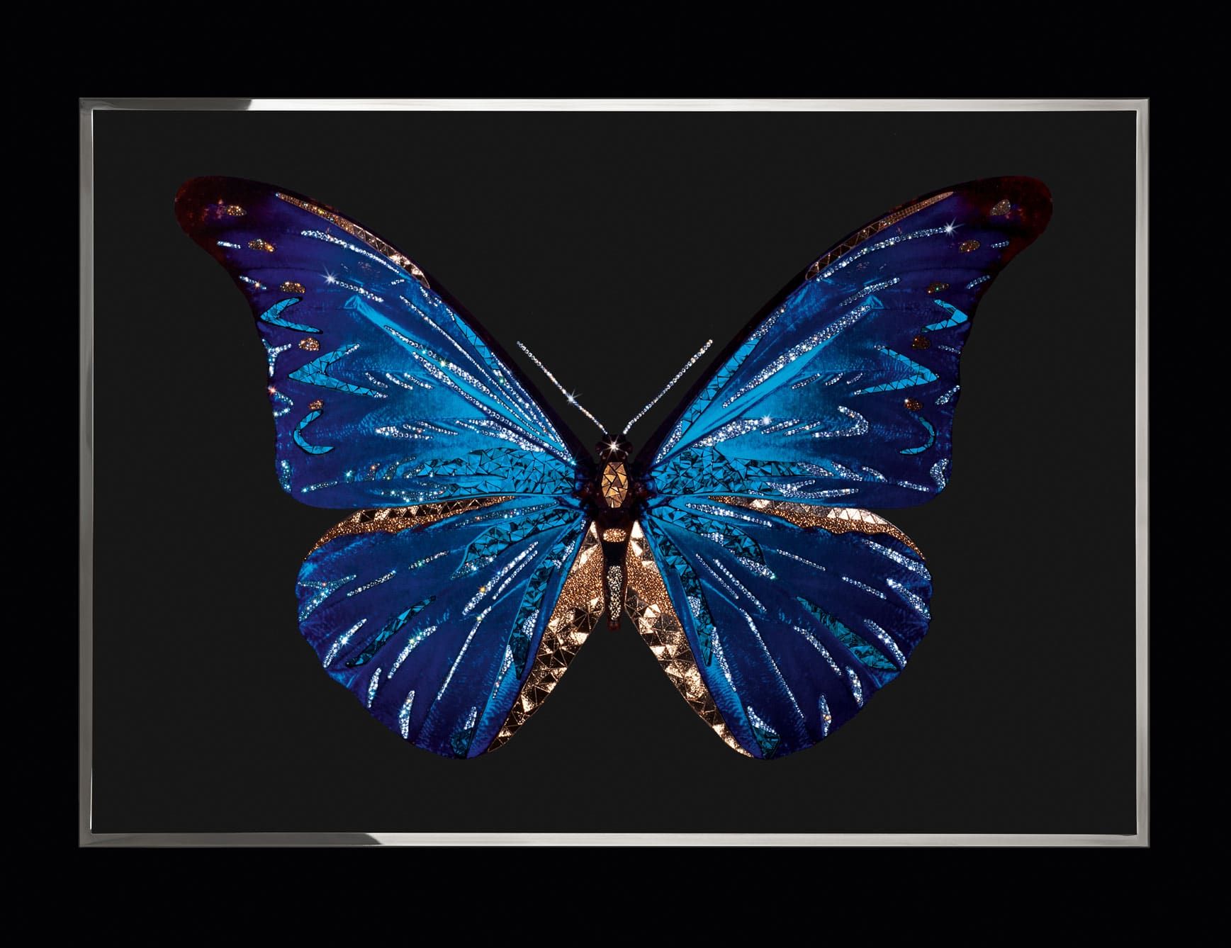 Farfalla modern luxury art with blue glass