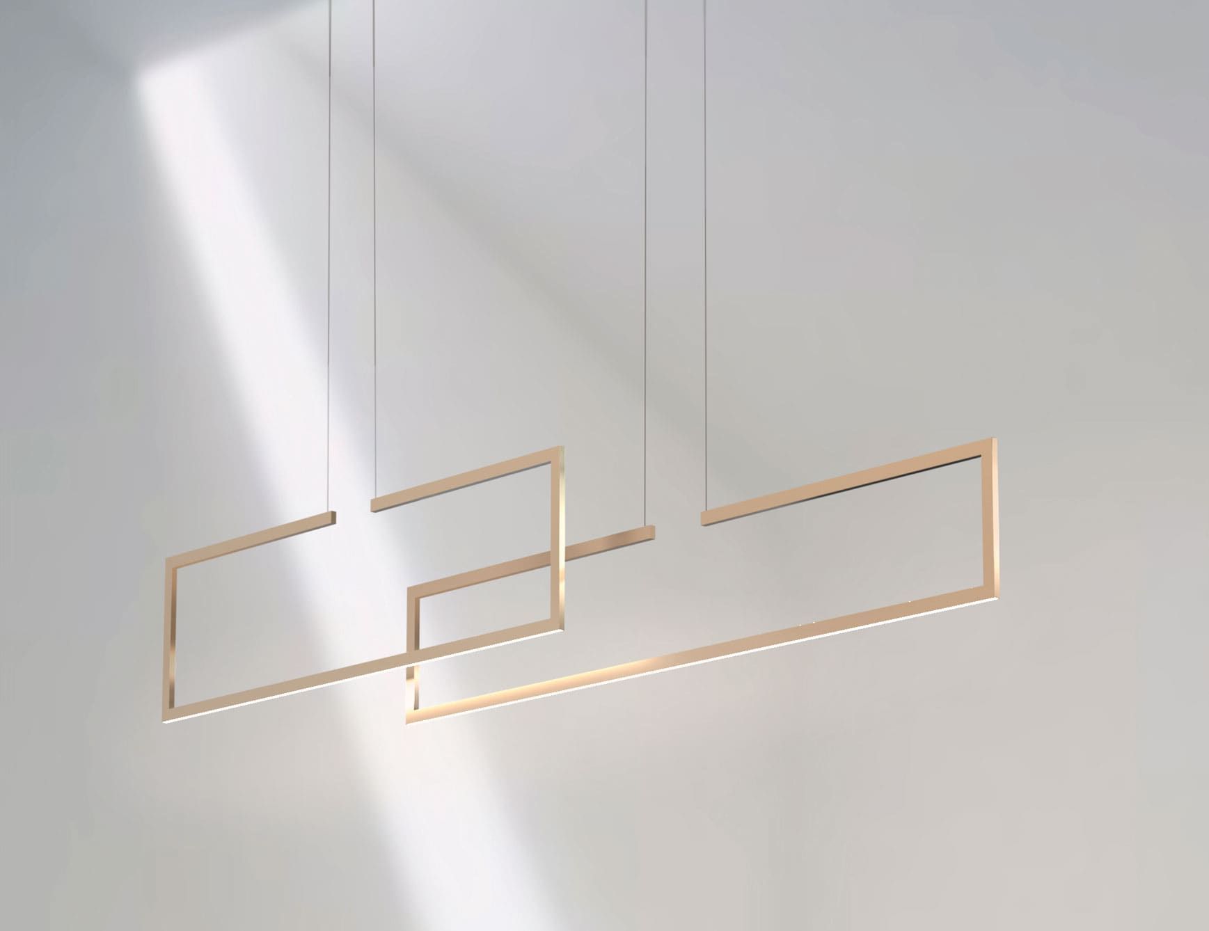 Frame H modern Italian hanging light with gold metal