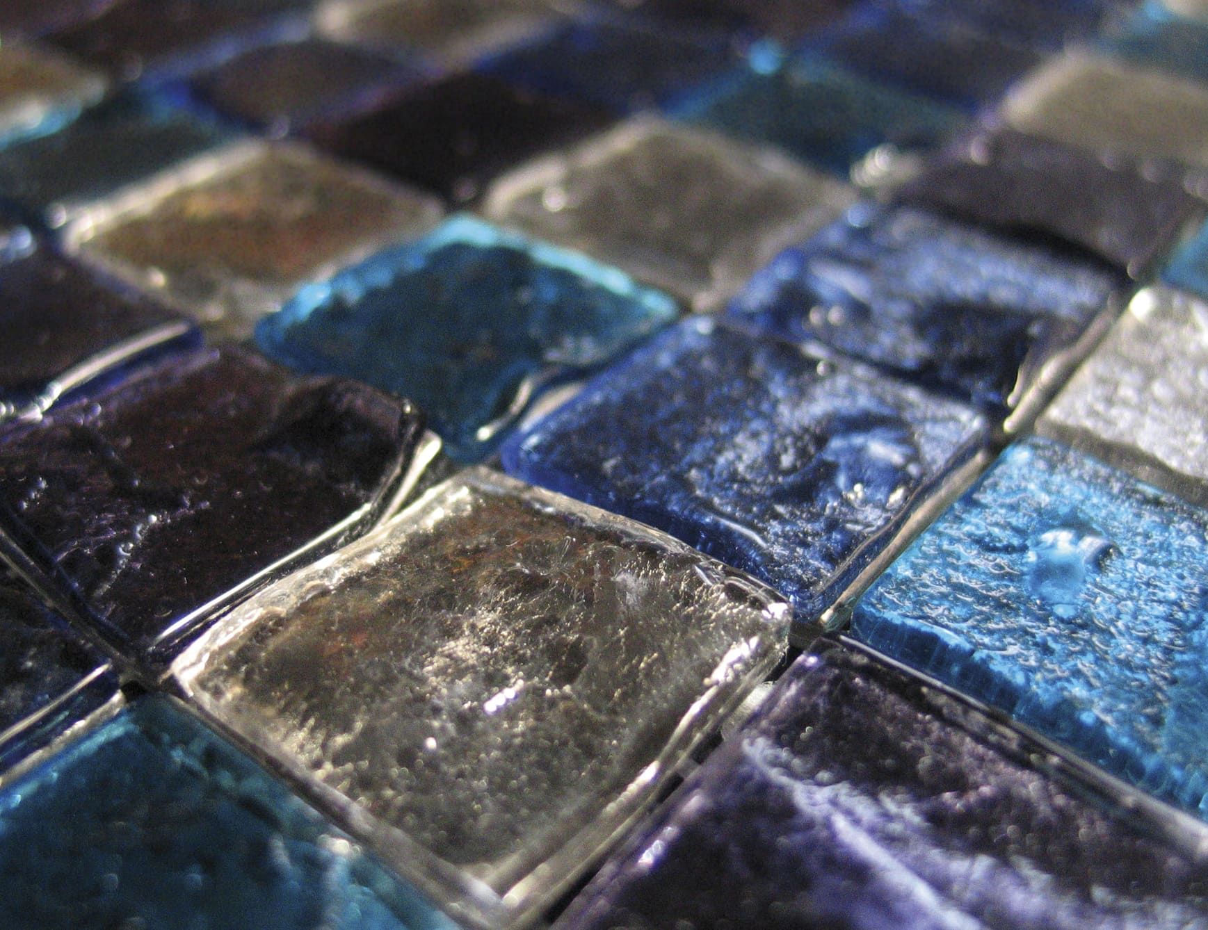 Fuoco modern Italian mosaic tiles with blue murano glass