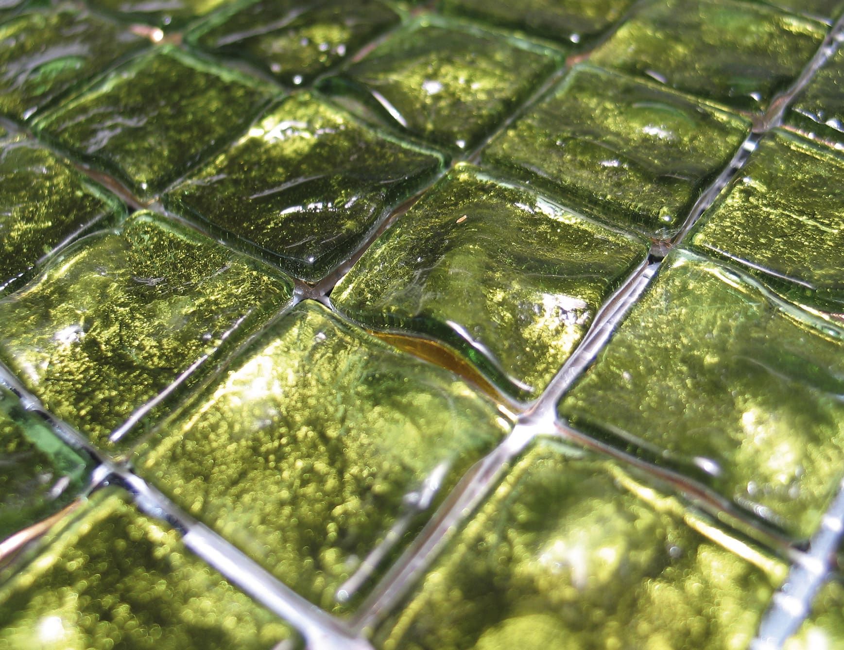 Fuoco modern Italian mosaic tiles with green murano glass