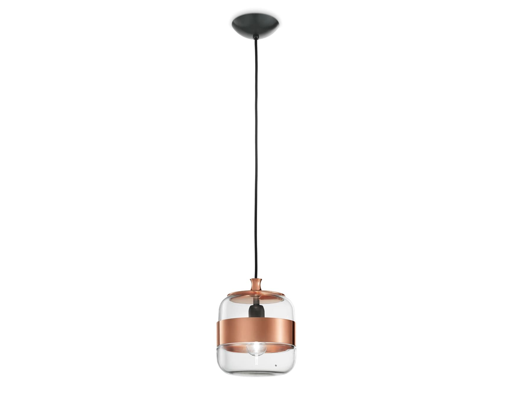 Futura modern luxury hanging light with clear murano glass