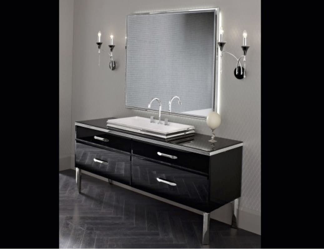 Hilton contemporary Italian bathroom vanity with black glass