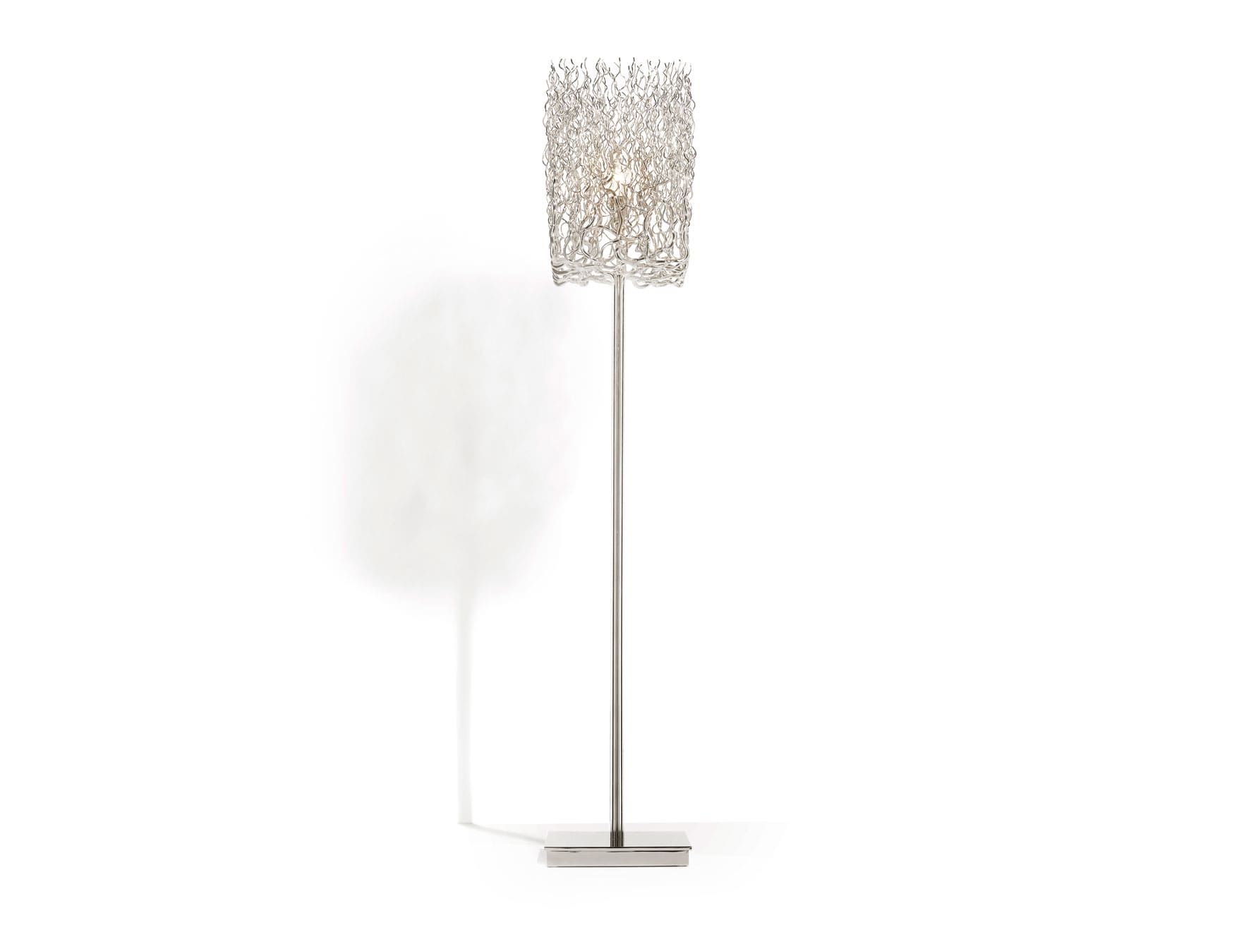 Hollywood Collection modern Italian floor lamp with silver metal