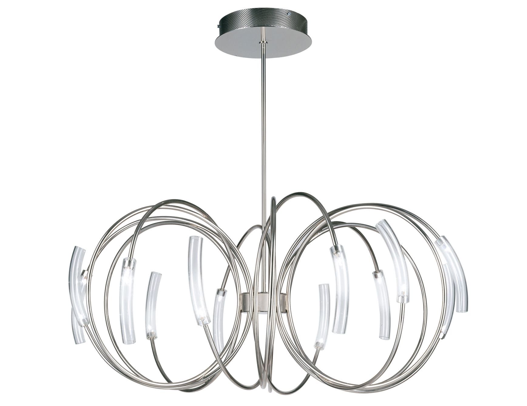 Hook contemporary Italian hanging light with silver metal
