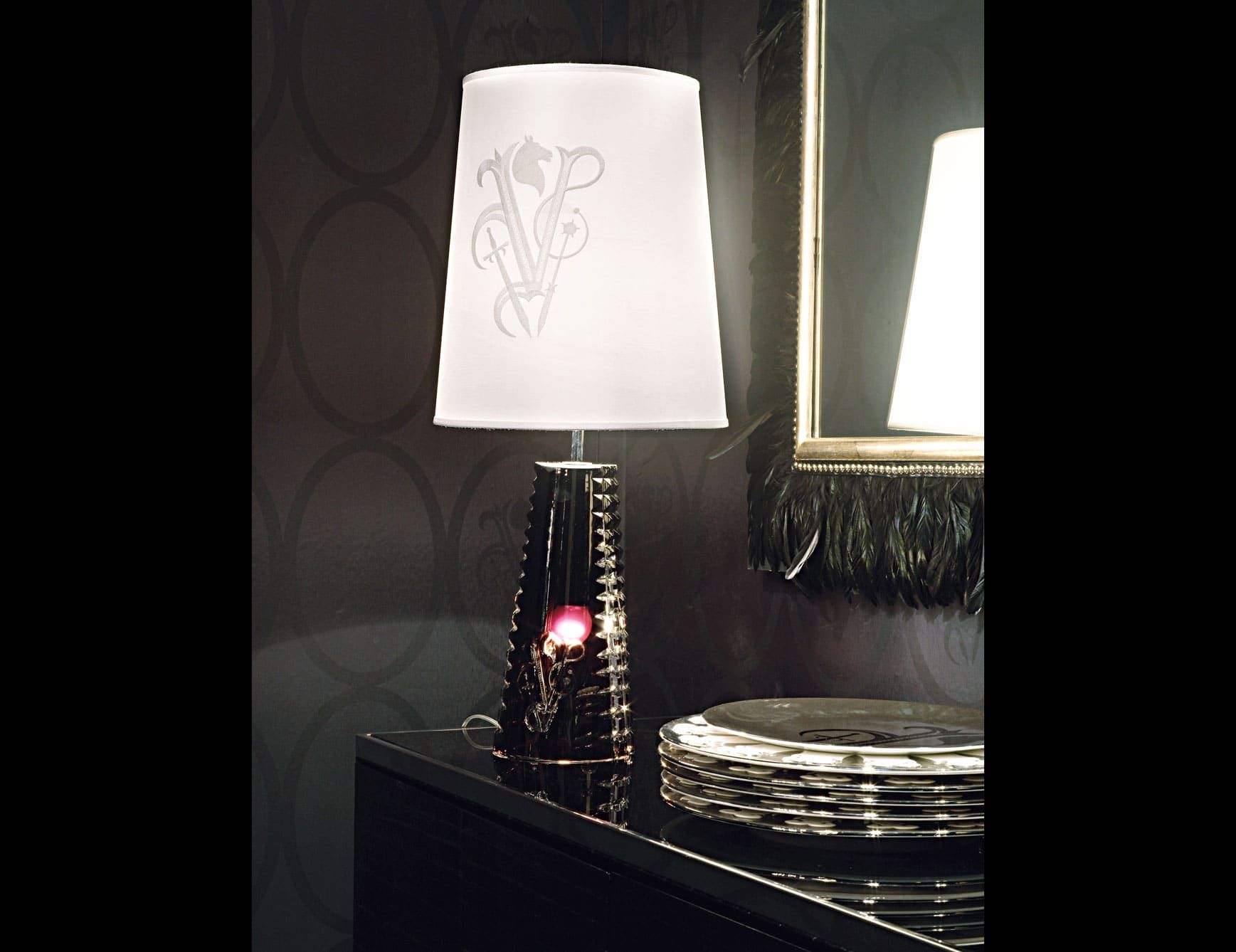 Joska modern luxury table lamp with silver metal