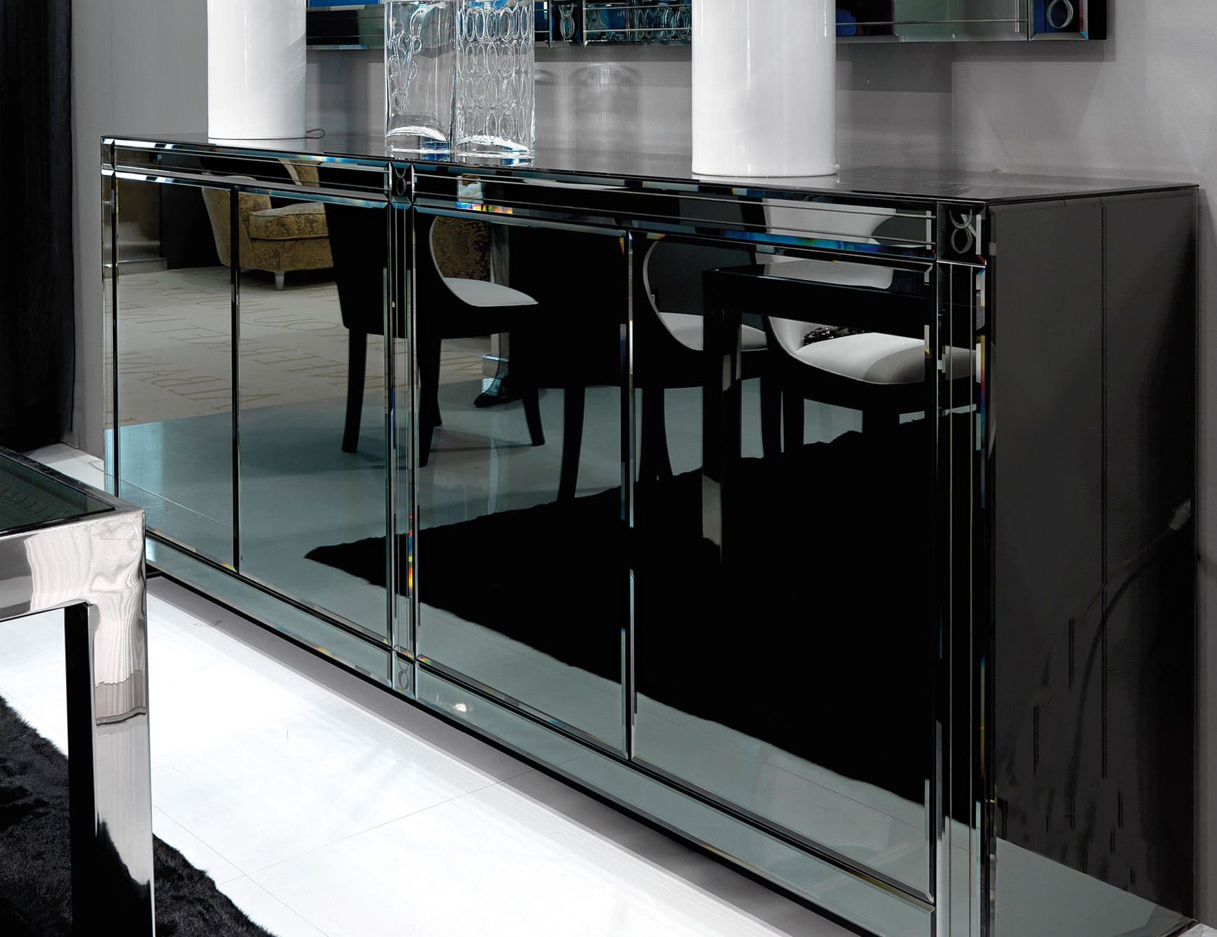 Jupiter modern luxury credenza with black glass
