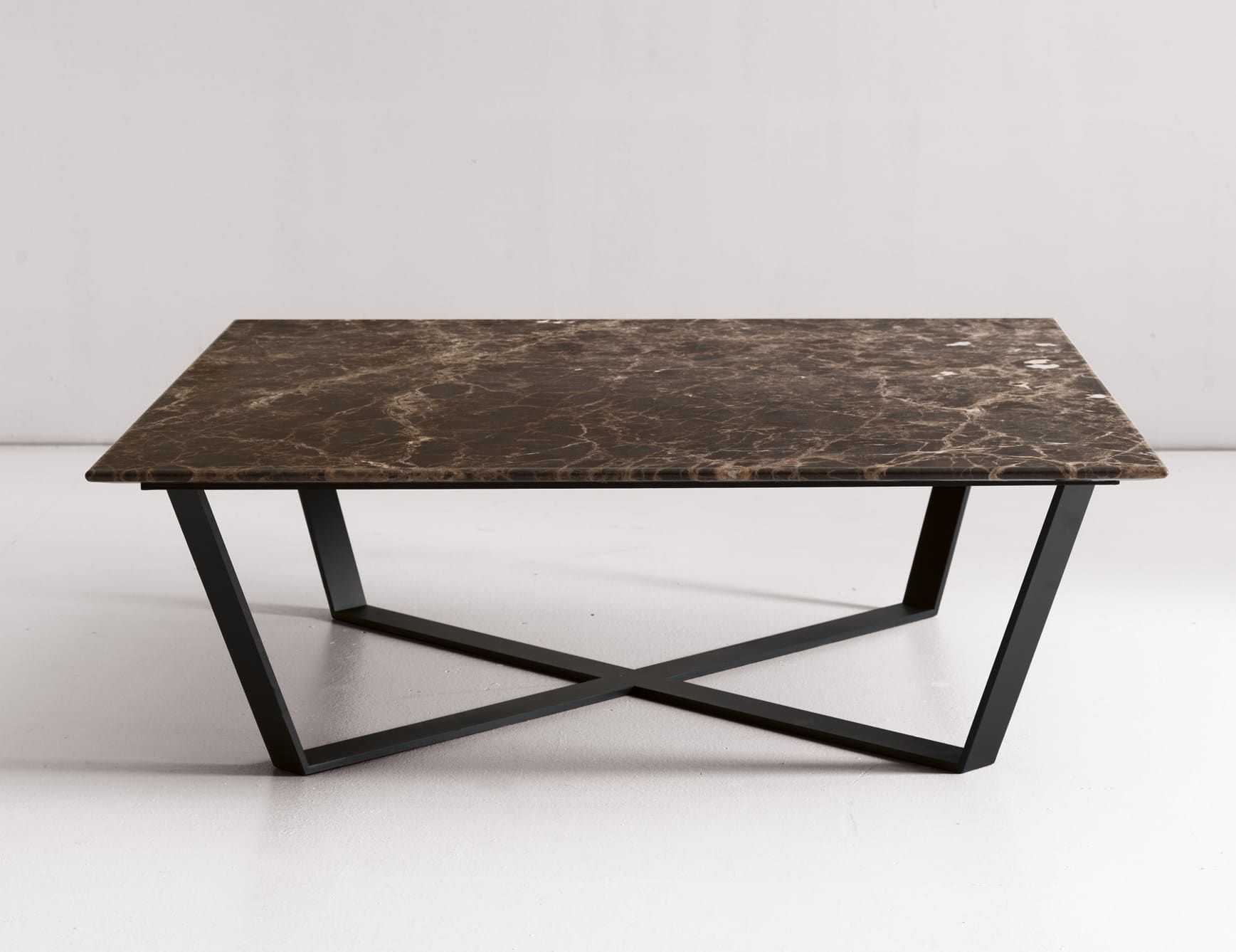 Kim (120) modern Italian table with brown Emperador Dark marble