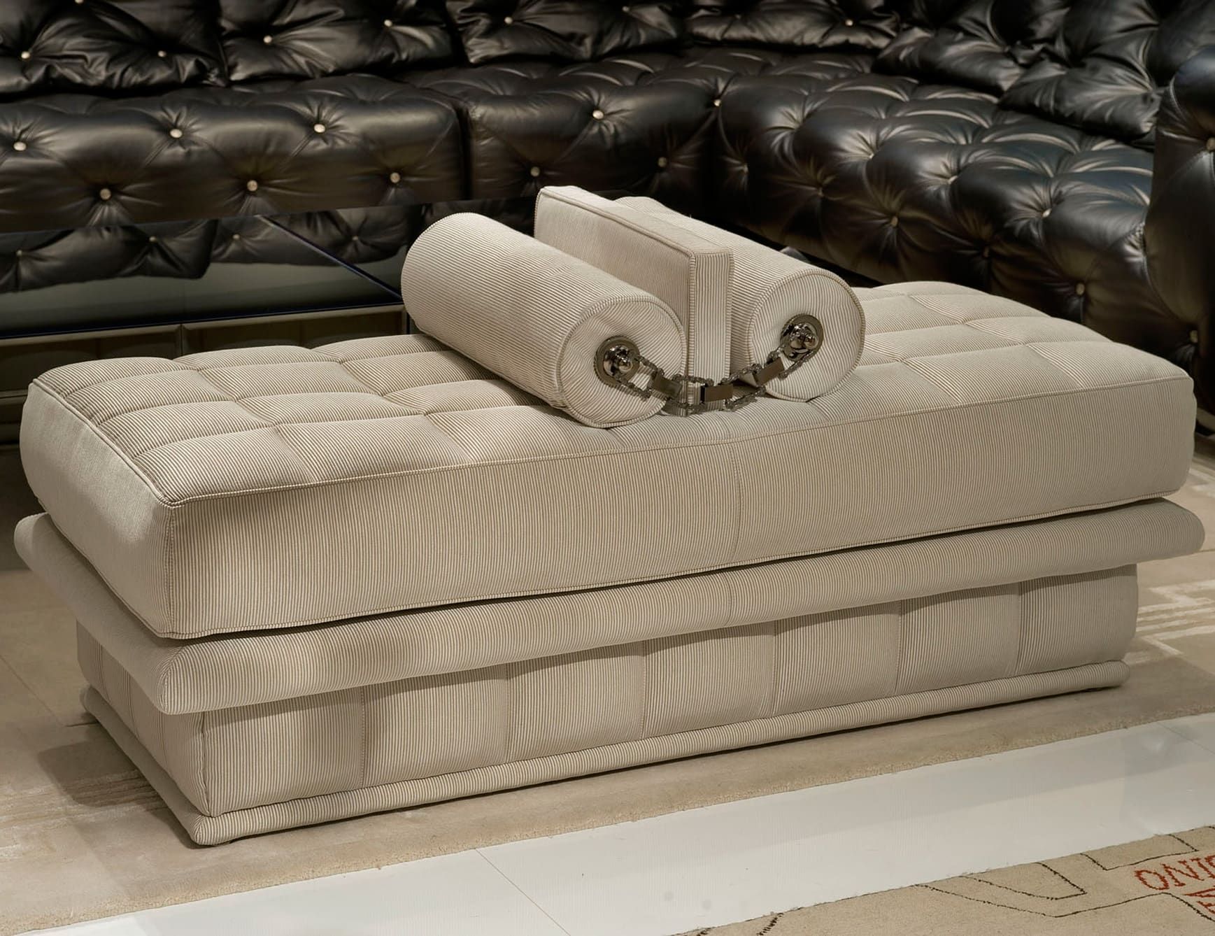 Lavinia modern luxury ottoman bench with beige fabric