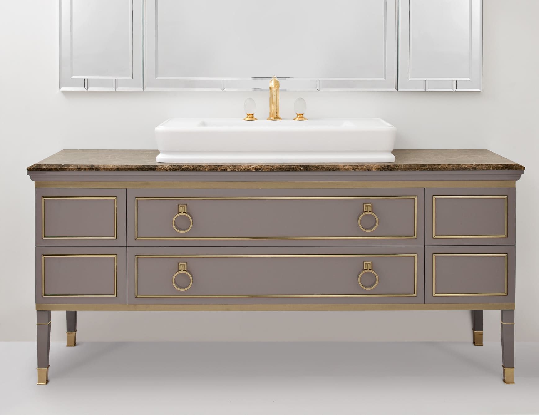 Lutetia classic luxury bathroom vanity with grey lacquered wood