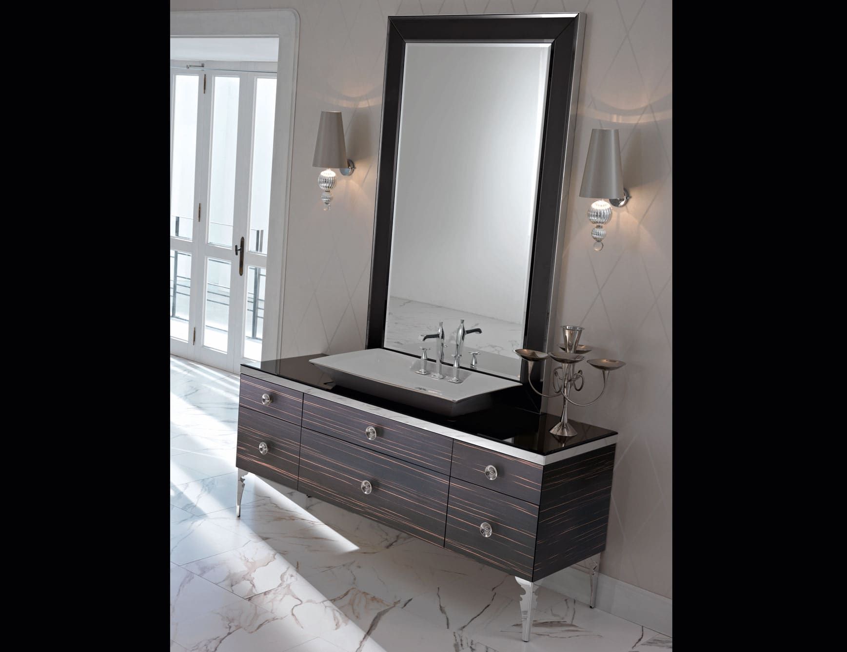 Majestic classic luxury bathroom vanity with brown Ebony  wood
