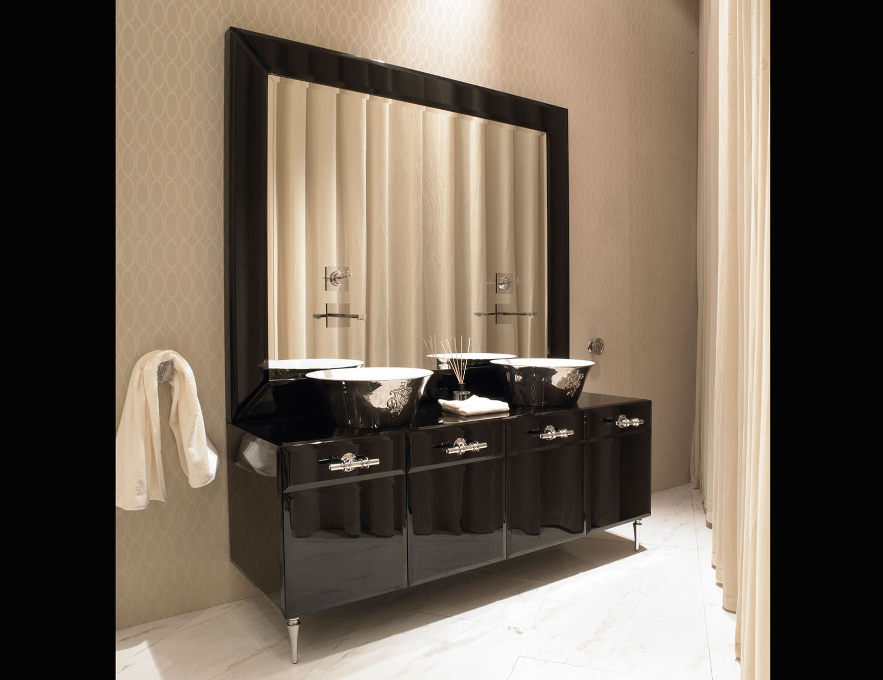 Marienbad modern luxury bathroom vanity with black lacquered wood